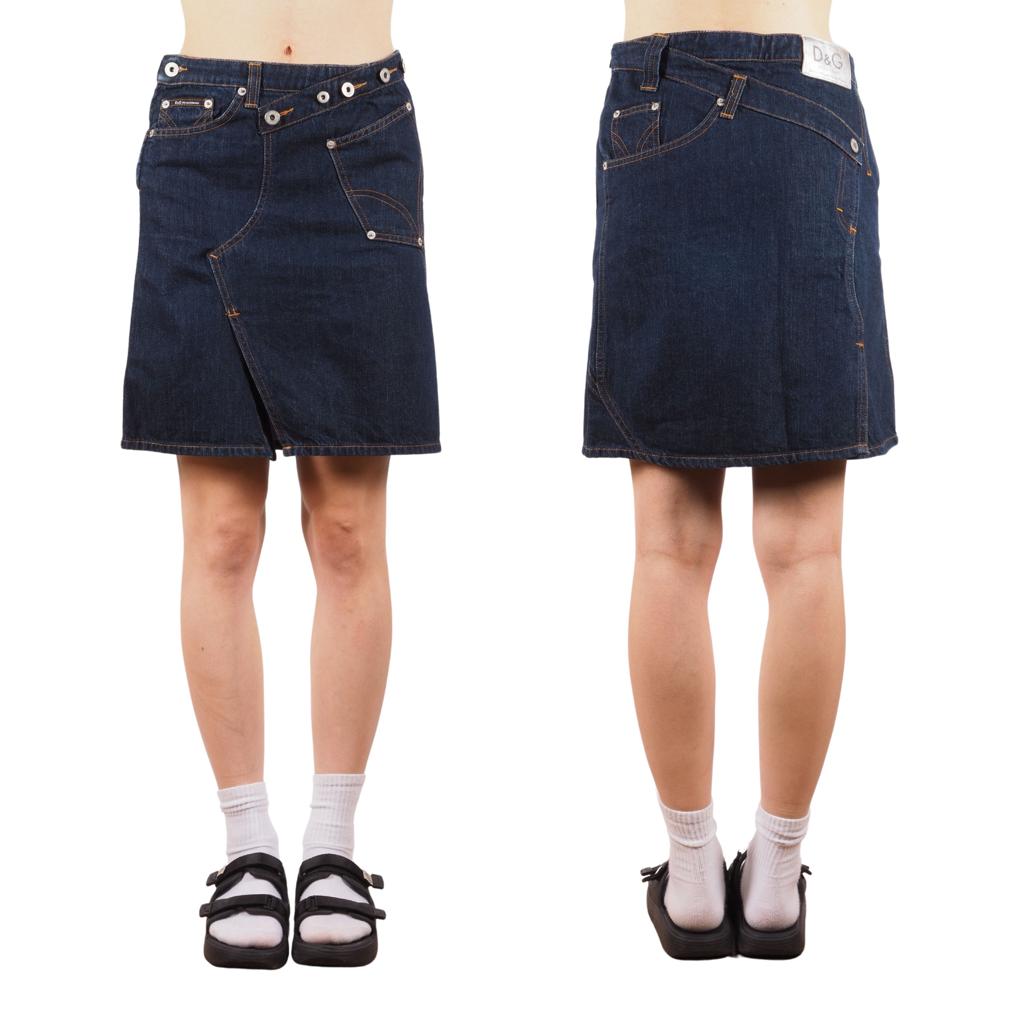 Dolce & Gabbana Dolce & Gabbana Vintage 90s Y2K Asymmetric Dark Denim Skirt Size 27" / US 4 / IT 40 - 2 Thumbnail