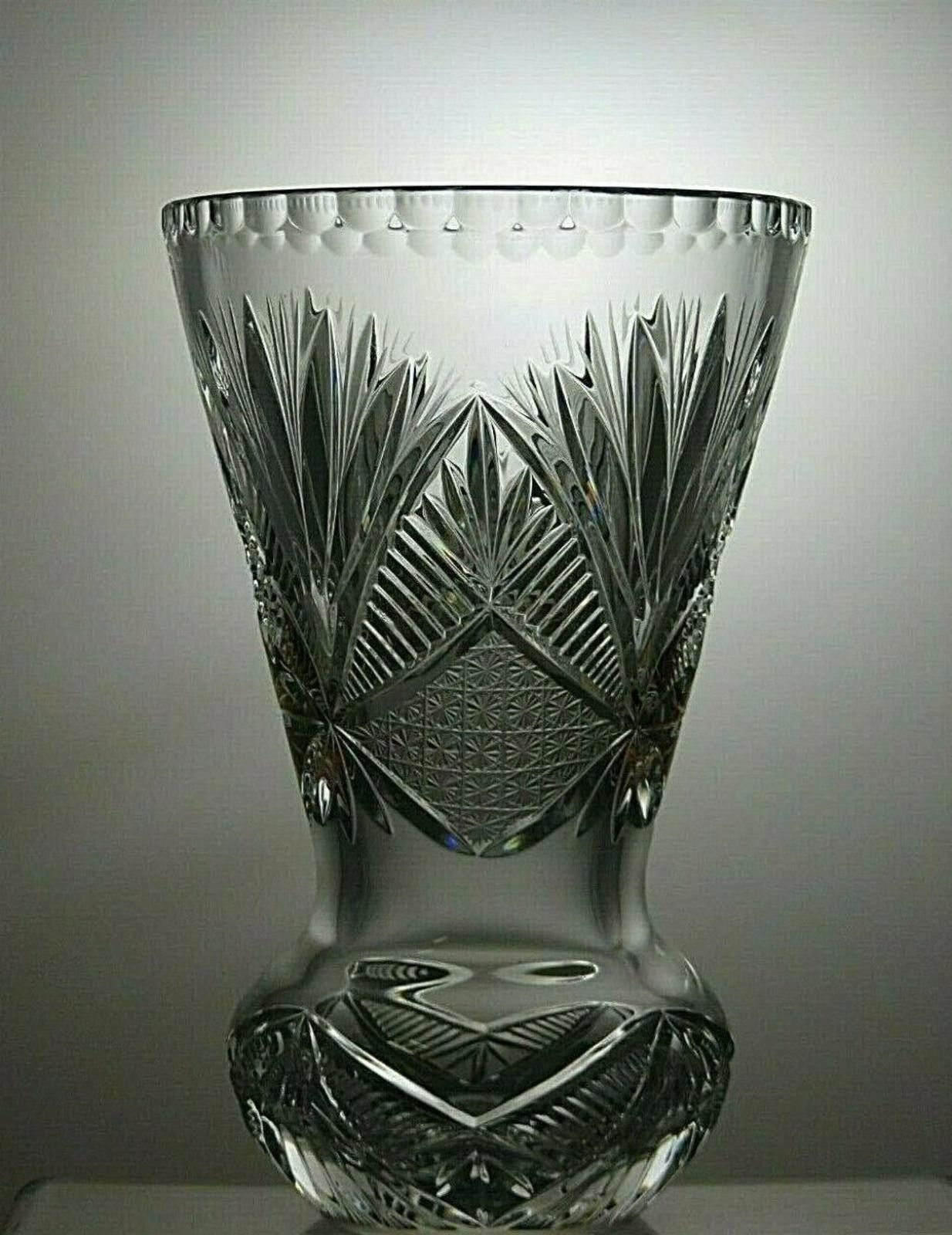 Poeme Bohemien Vintage Rare Bohemian Crystal Cut Amber & Clear Vase 8 7/8" Size ONE SIZE - 3 Thumbnail