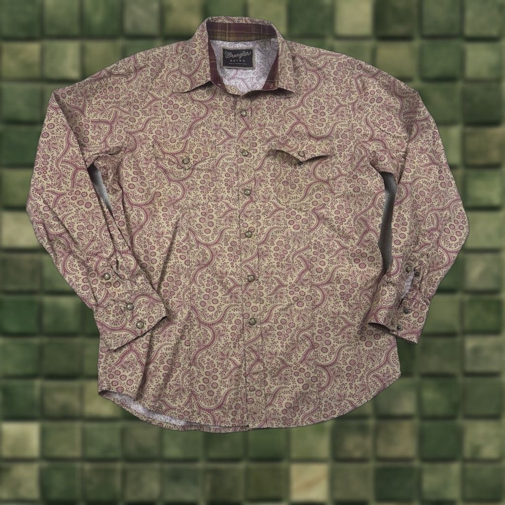 Wrangler VINTAGE Wrangler Retro Pearl Snap Womens Large Brown Paisley Shirt Size L / US 10 / IT 46 - 1 Thumbnail