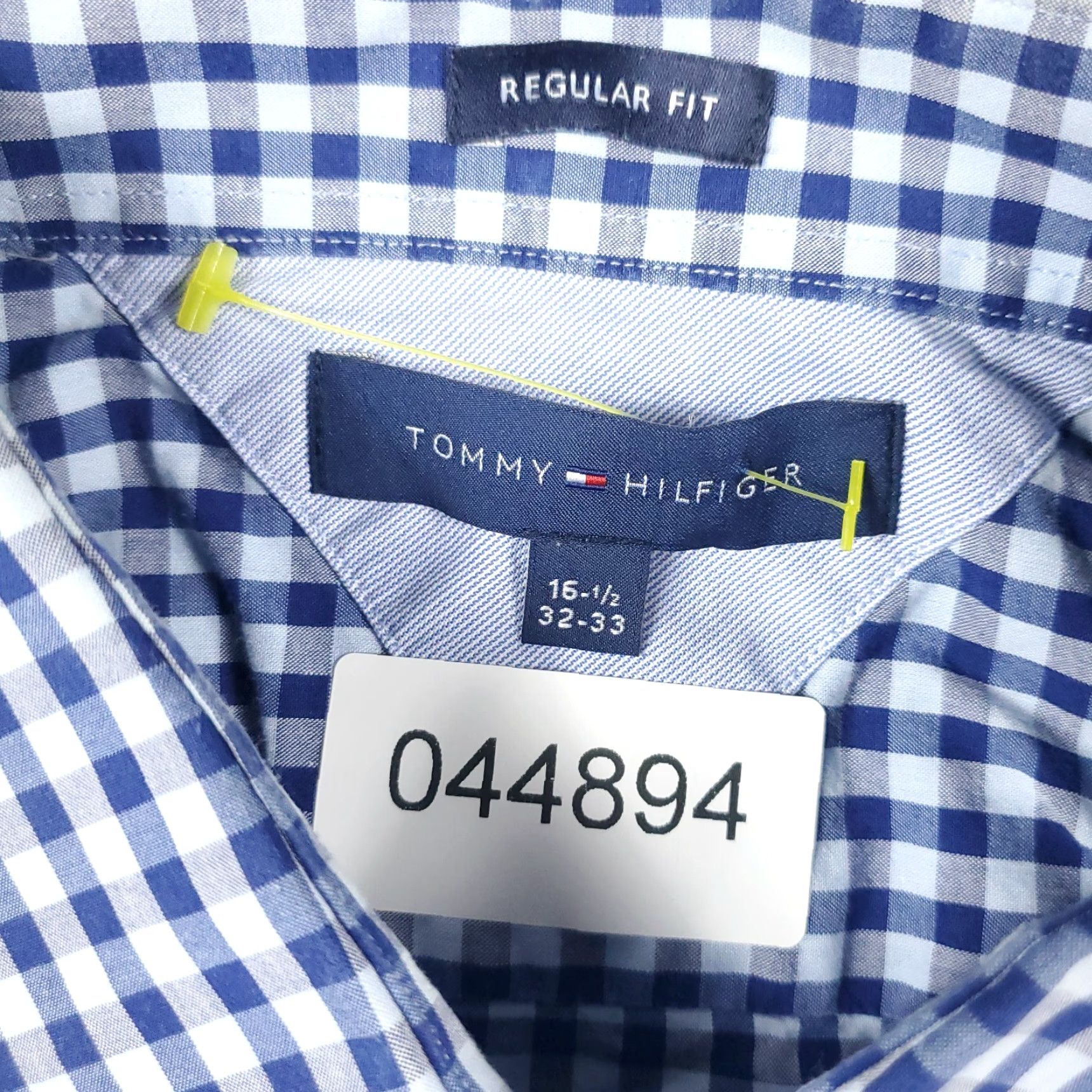 Tommy Hilfiger Tommy Hilfiger Shirt Mens 16.5 Blue Check Dress Button Up Long Sleeve Size 46R - 6 Thumbnail