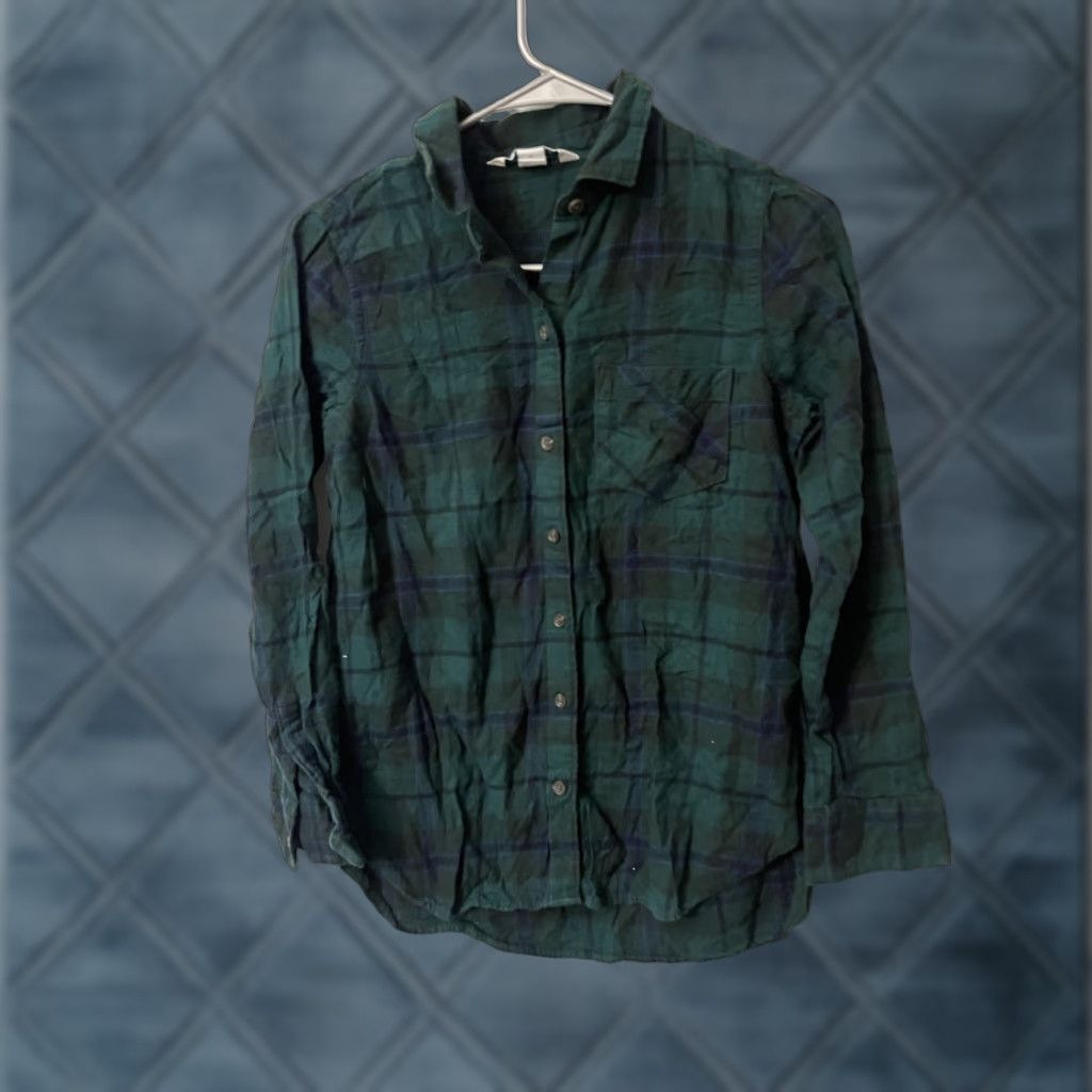 Old Navy Old Navy Button-Up Plaid Shirt Women’s XS Green Blue Casual Classic Size XS / US 0-2 / IT 36-38 - 1 Thumbnail