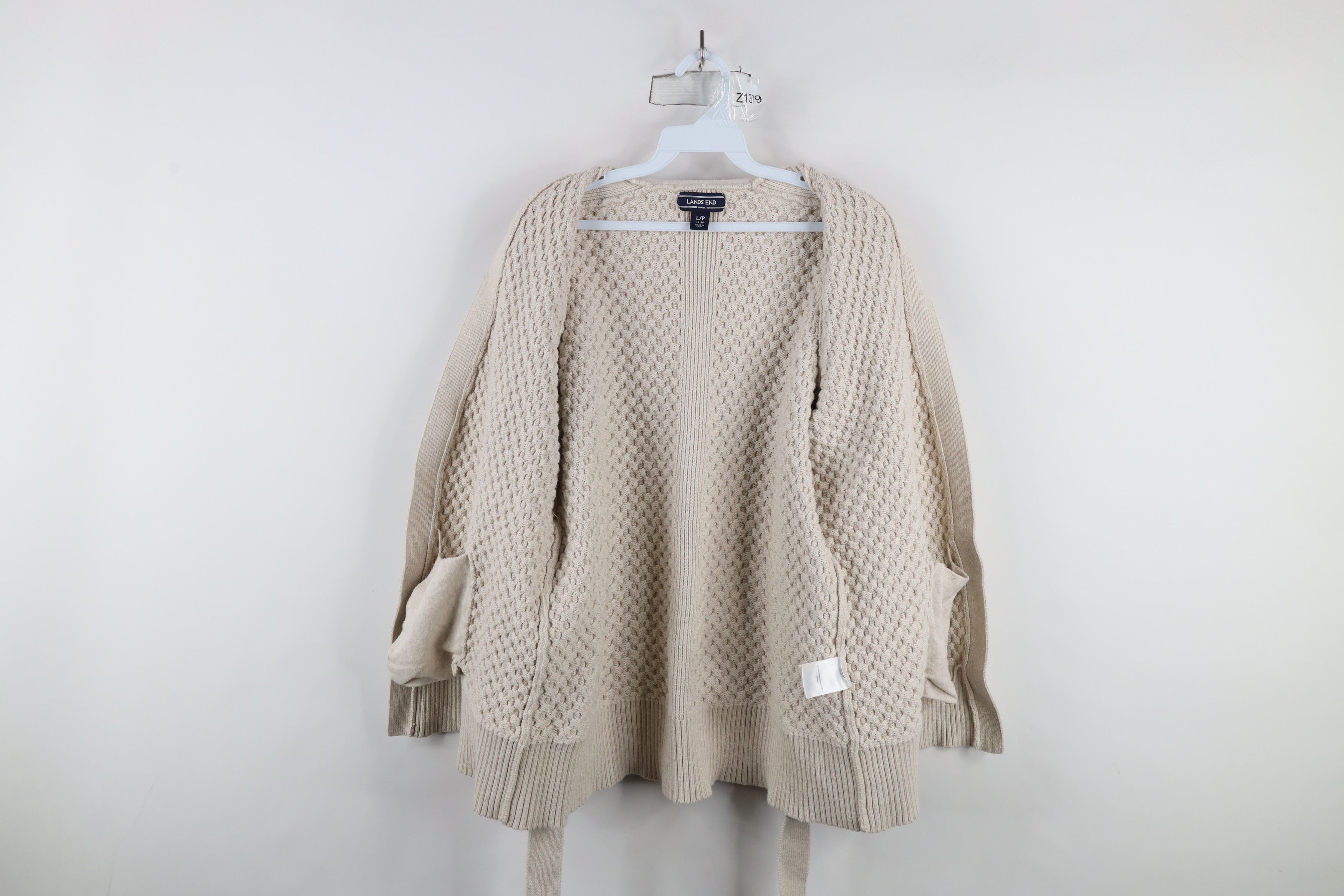 Lands' End × Vintage Vintage Lands End Heavyweight Knit Cardigan Sweater Beige Size L / US 10 / IT 46 - 8 Thumbnail
