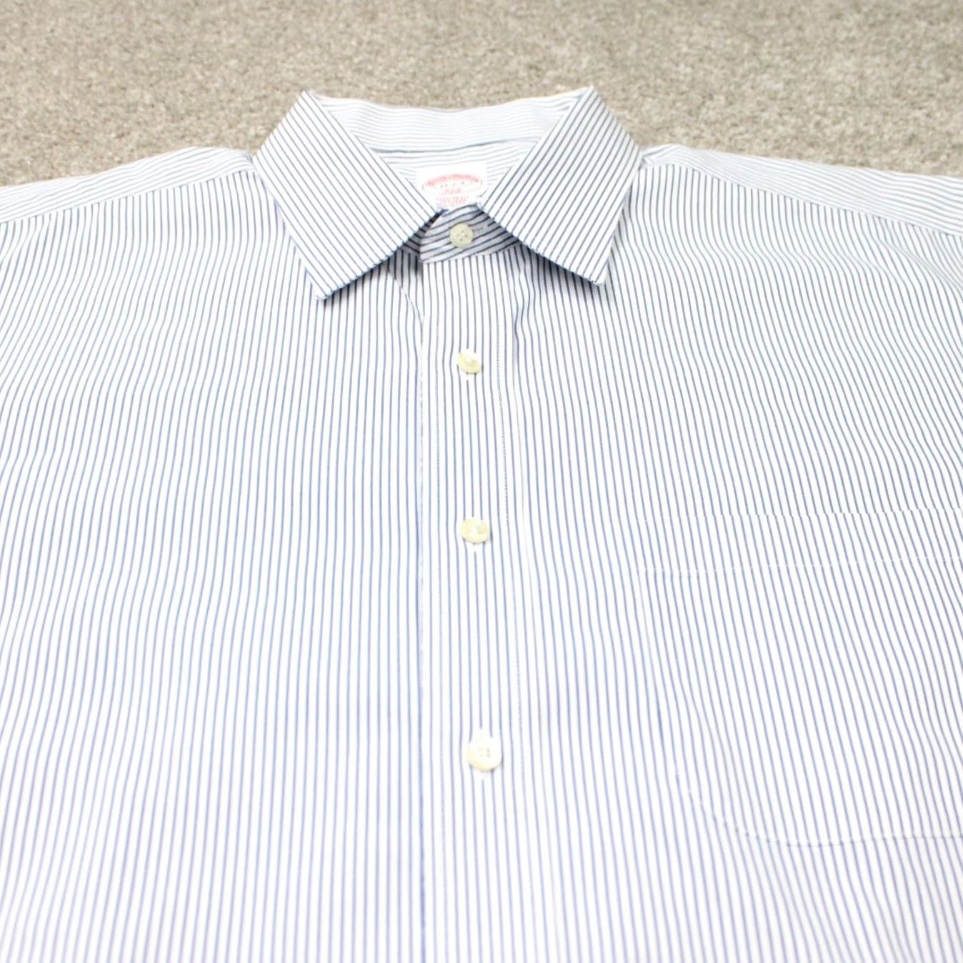 Brooks Brothers Brooks Brothers Dress Shirt Mens 17 2/3 Blue/White Regular Fit Non-Iron L/S Shirt Size 46R - 5 Thumbnail