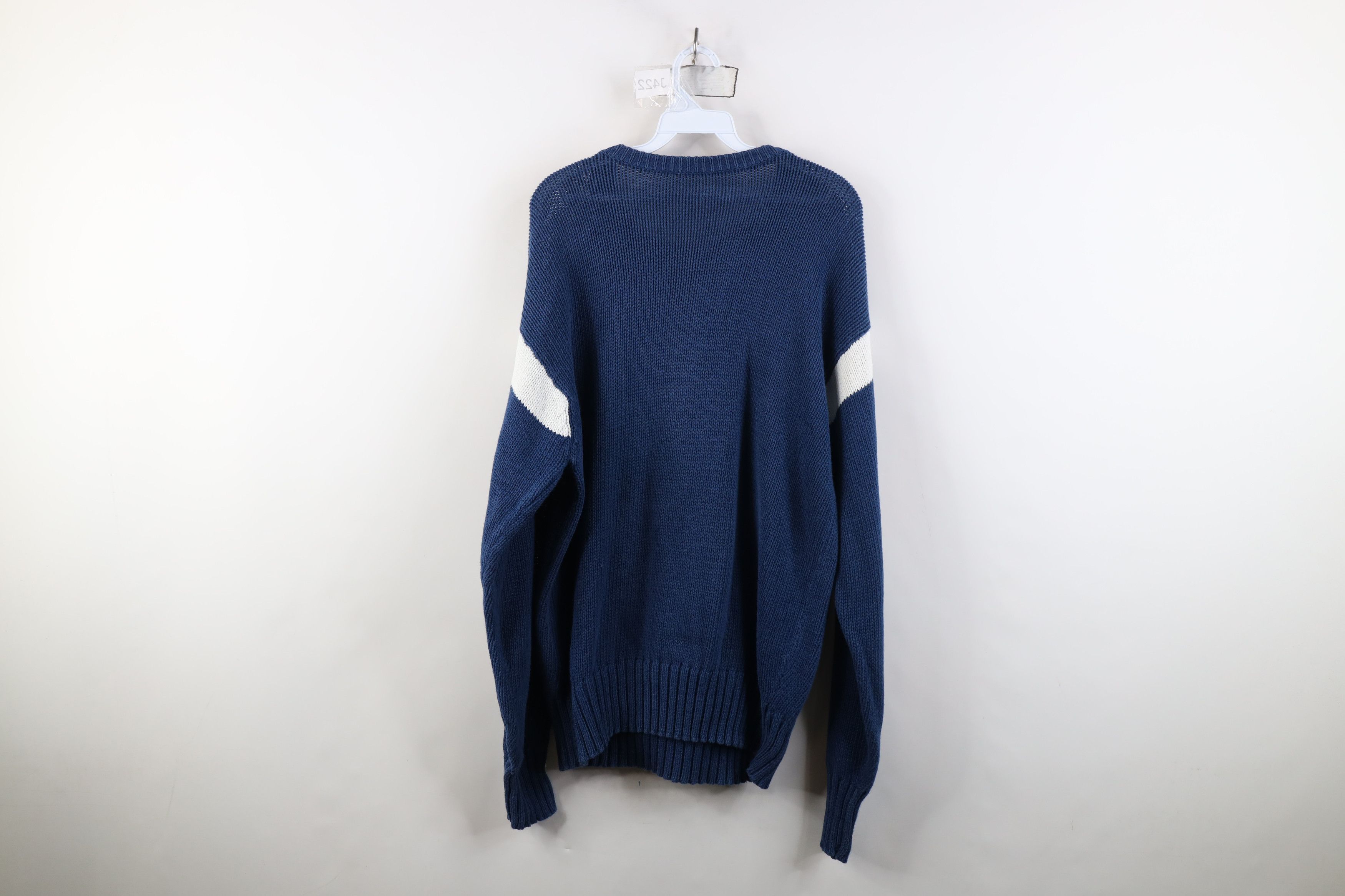 Vintage Vintage 90s Streetwear Block Knit Crewneck Sweater Blue Size US L / EU 52-54 / 3 - 10 Thumbnail