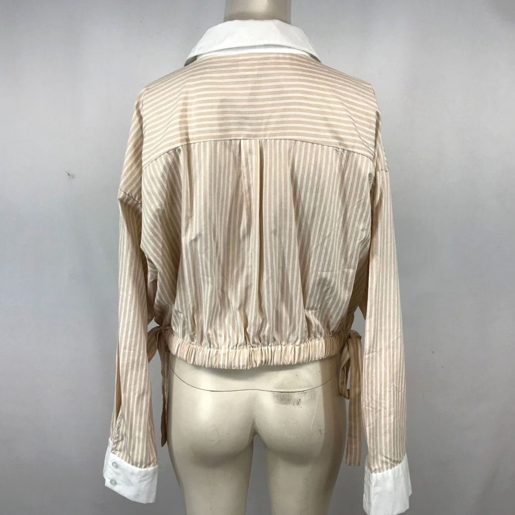 Vintage SANS SOUCI SHIRT TAN WOMEN'S XL GATHERED WAIST COTTON BLEND BUTTON COLLARED Size XL / US 12-14 / IT 48-50 - 6 Thumbnail