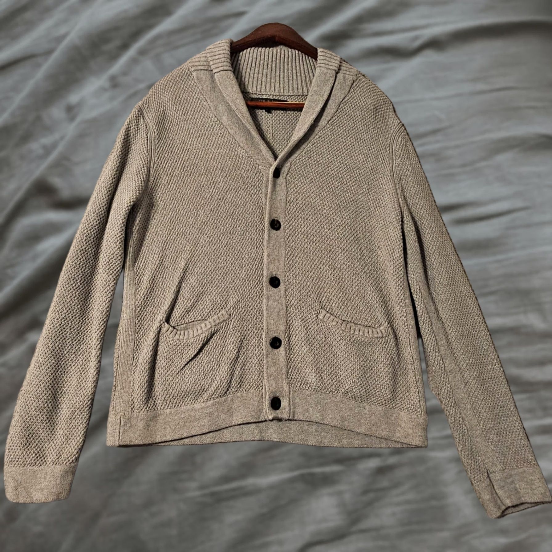Rag & Bone rag & bone Sweater Mens XL Gray Grey Cotton Shawl Collar Button Cardigan RN108879 Size US XL / EU 56 / 4 - 1 Thumbnail