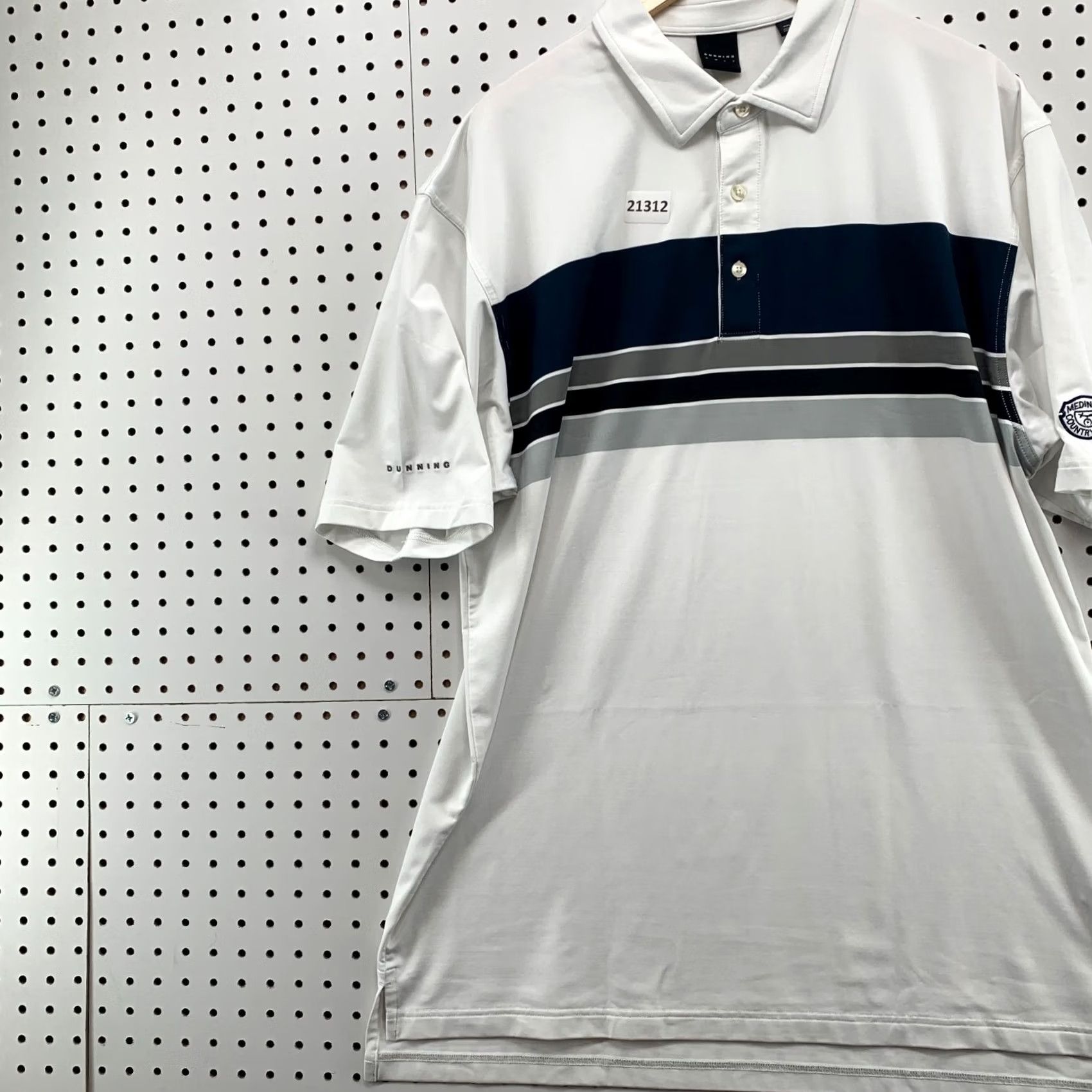 Vintage Dunning Polo Shirt Medinah Country Club White Blue Stripe Mens 2XL Size US XXL / EU 58 / 5 - 3 Thumbnail