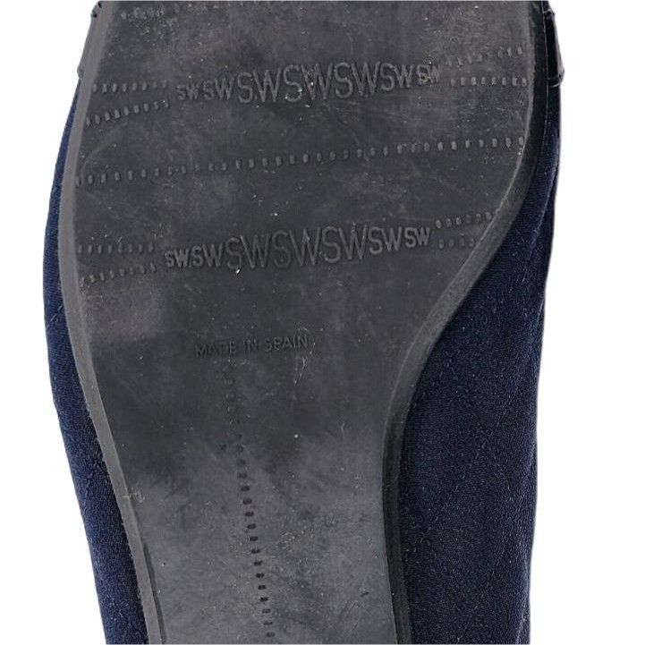 Stuart Weitzman Stuart Weitzman 8.5AAAA Navy Crepe Black Leather Dress Heels Size US 8.5 / IT 38.5 - 12 Thumbnail