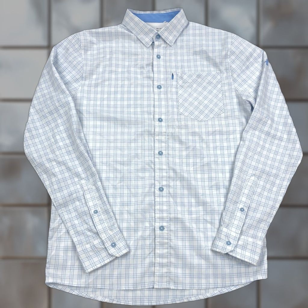 Under Armour Under Armour Men's M Fitted HeatGear Plaid Button Down Long Sleeve Shirt White Blue Plaid Size US M / EU 48-50 / 2 - 1 Thumbnail