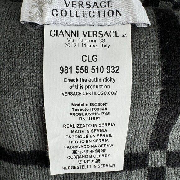 Versace Versace Collection Reversible Wool Blend Grey Scarf Size ONE SIZE - 10 Thumbnail