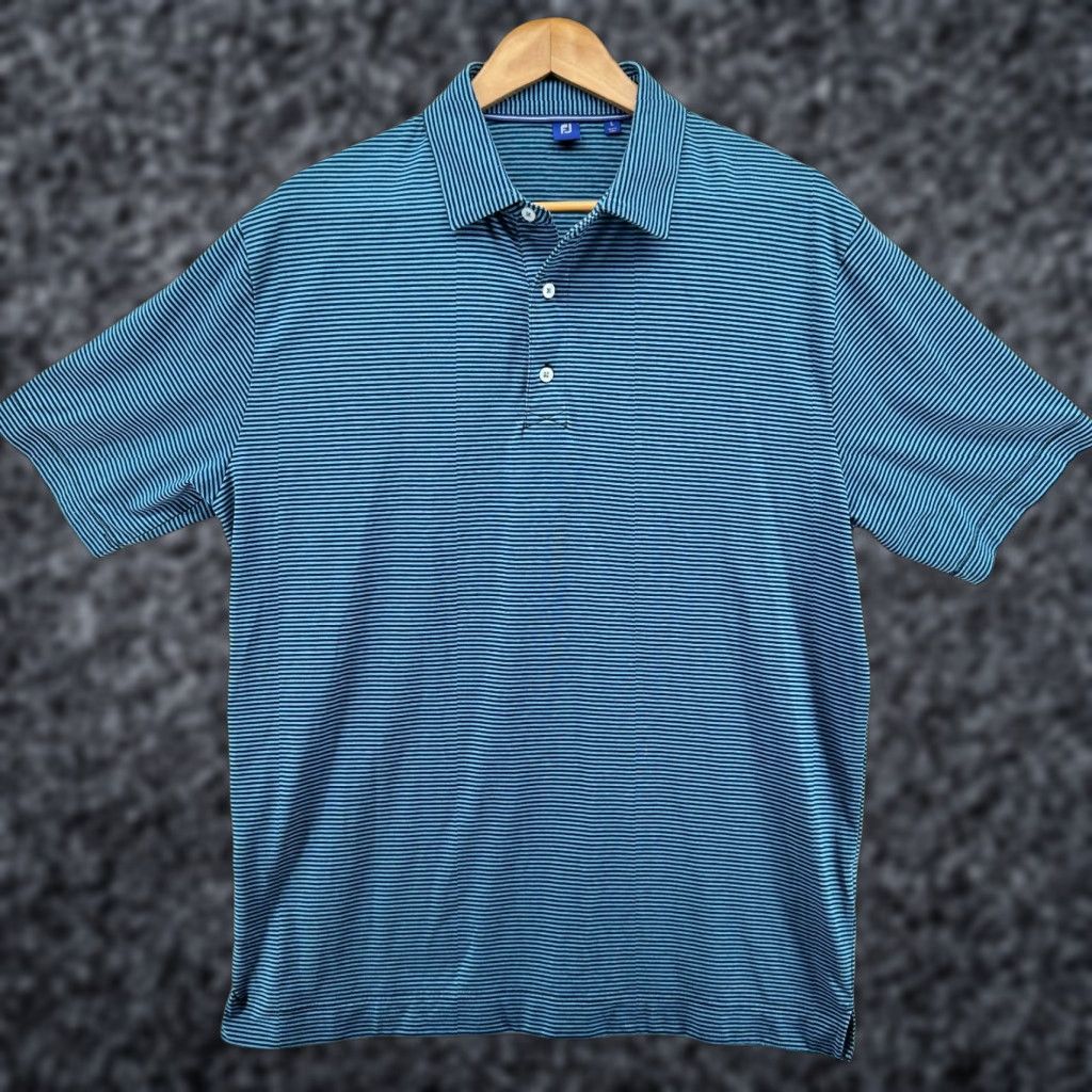 Footjoy FootJoy Polo Shirt Blue Men's L Short Sleeve Striped Collared Golf Casual Easy Care Size US L / EU 52-54 / 3 - 1 Thumbnail
