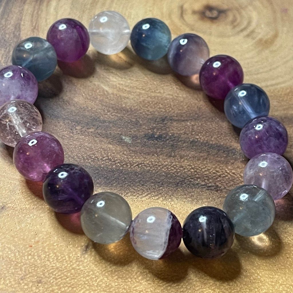 Other Fluorite bracelet striped layers rainbow colors stretch 12mm Size ONE SIZE - 3 Thumbnail