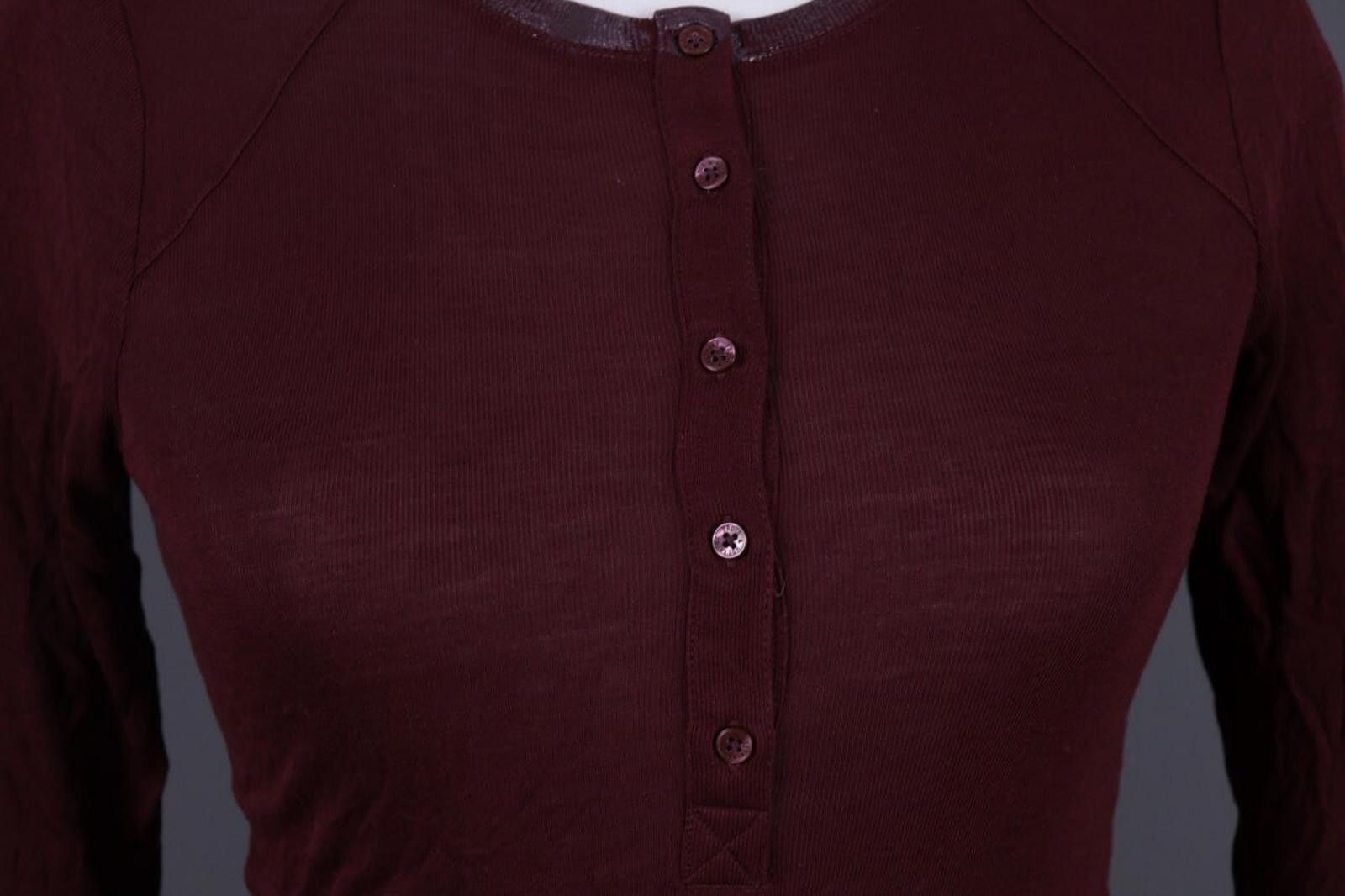 Zadig & Voltaire Zadig & Voltaire Chlo Poil Burgundy Knit Henley Shirt Size S Size S / US 4 / IT 40 - 4 Thumbnail