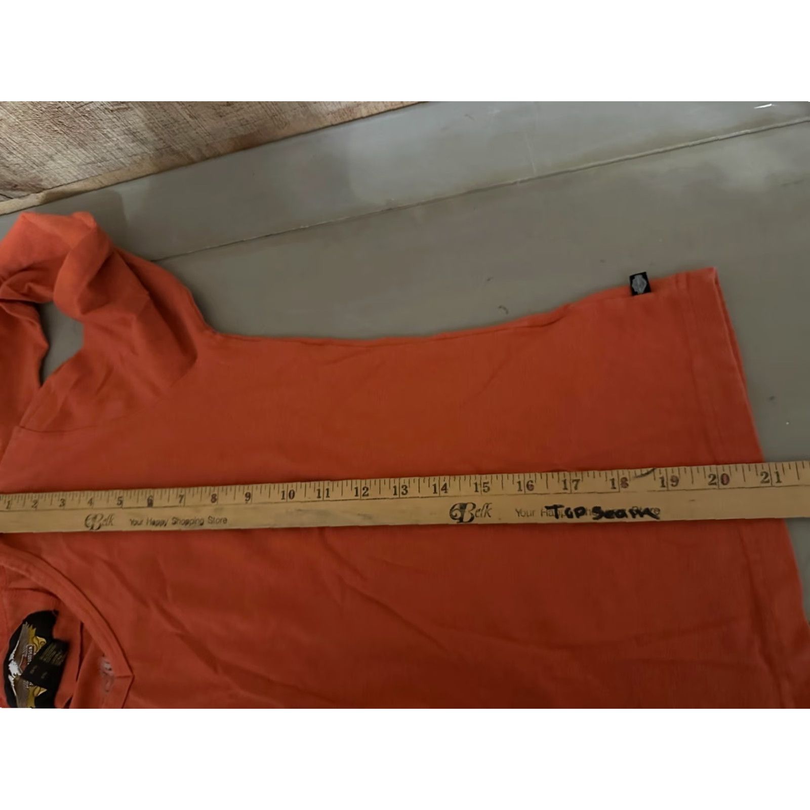 Harley Davidson Harley-Davidson T Shirt Womens Medium Orange Long Sleeve Cap Rhinestone Embellished Logo Knit Cotton Blend Regular Fit Vintage No Size M / US 6-8 / IT 42-44 - 5 Thumbnail