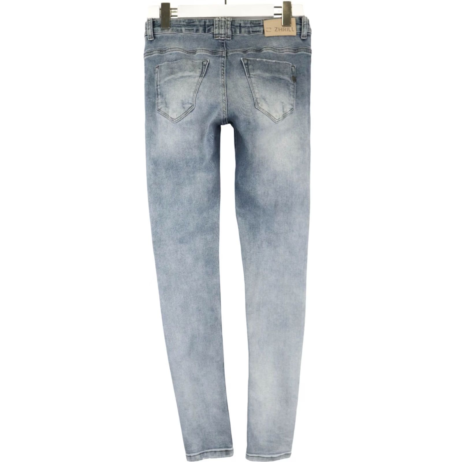 Denime ZHRILL Jeans Women's W29 Blue Denim Faded Whiskers Zip Fly Stretched Slim Fit Size 29" - 2 Thumbnail