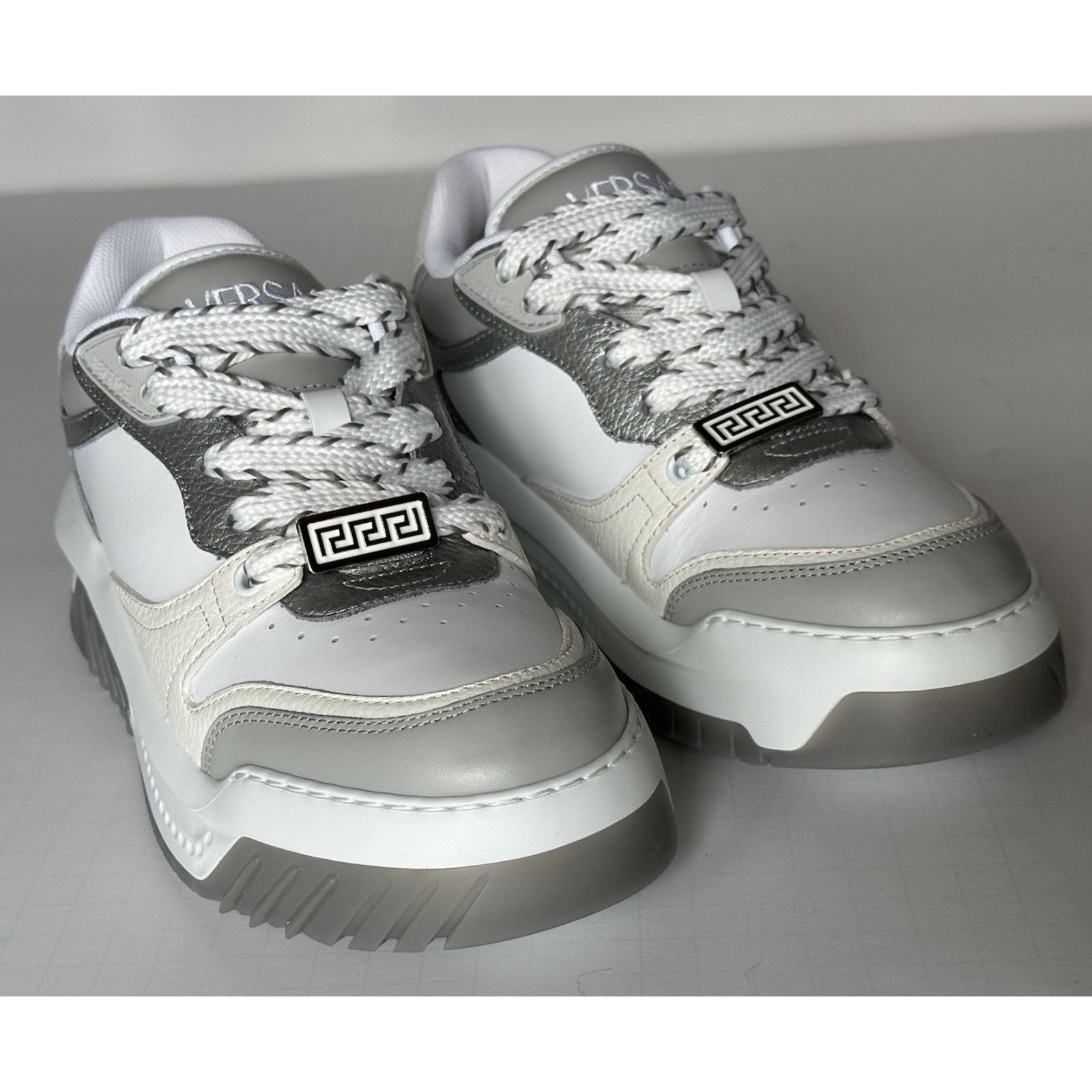 Versace Versace Odissea Leather White/Gray Sneakers 10 US 1015437 Size US 10 / EU 43 - 2 Thumbnail