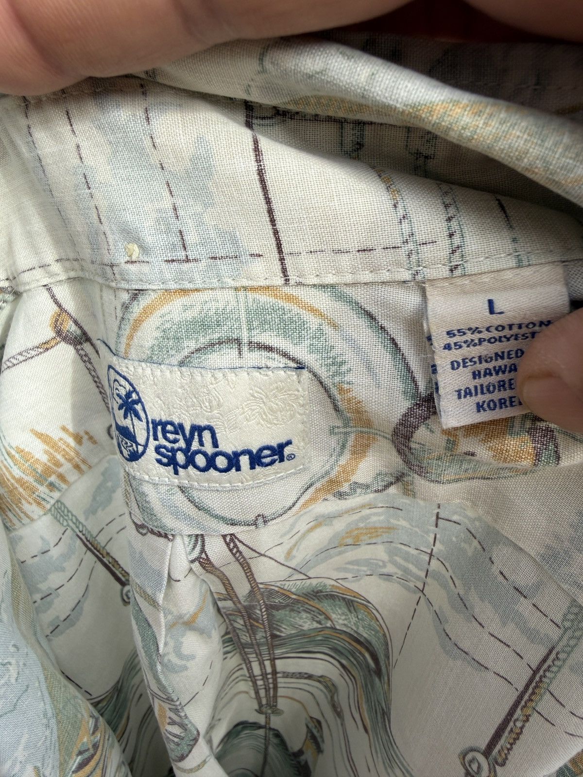 Reyn Spooner PreOwned Reyn Spooner Classic Beige Hawaiian Print Men's L Size US L / EU 52-54 / 3 - 4 Thumbnail