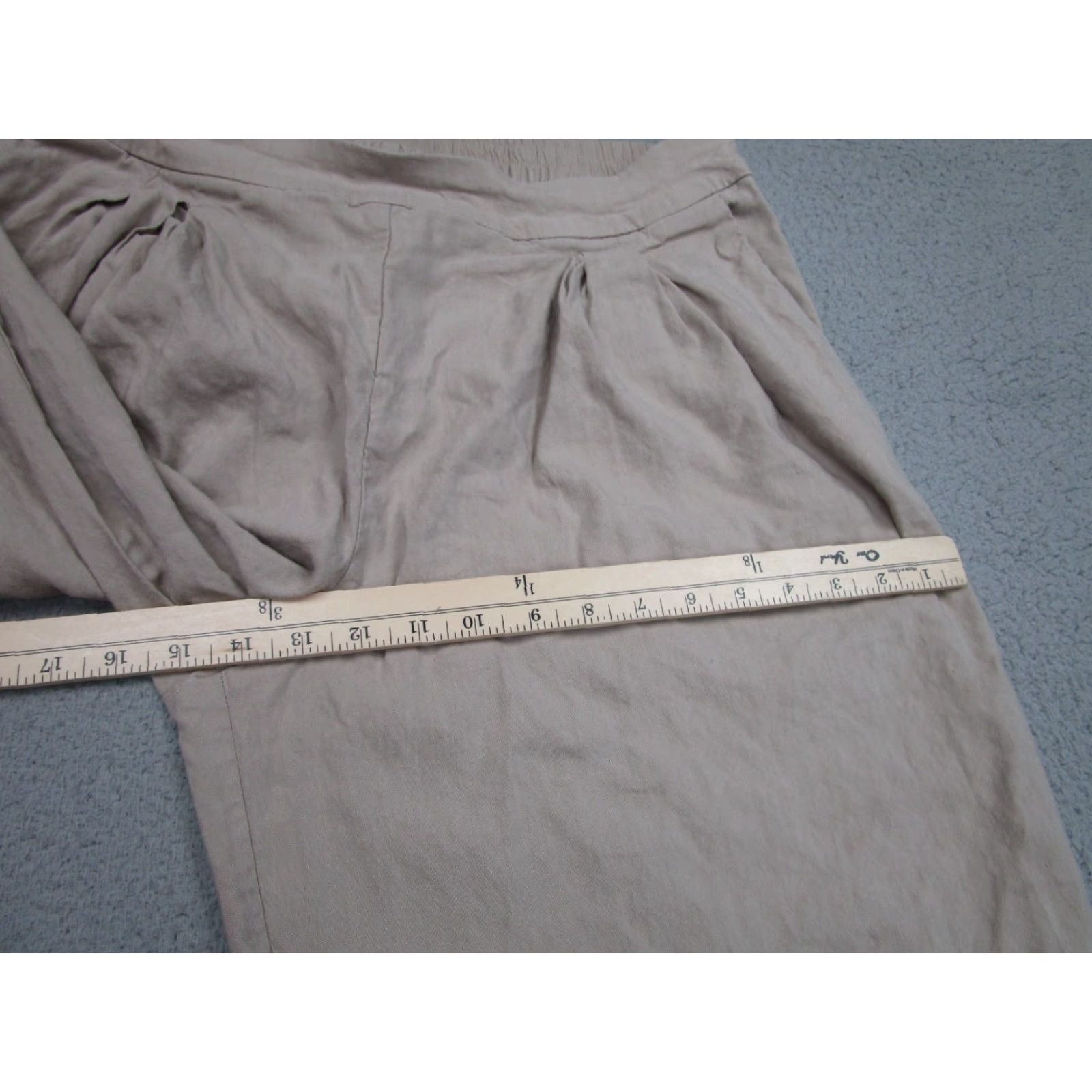 Vintage Stretch Linen Pants Womens 16 Oatmeal Wide Leg Beach Coastal Resort Clean Girl Size 38" / US 16 / IT 52 - 6 Thumbnail