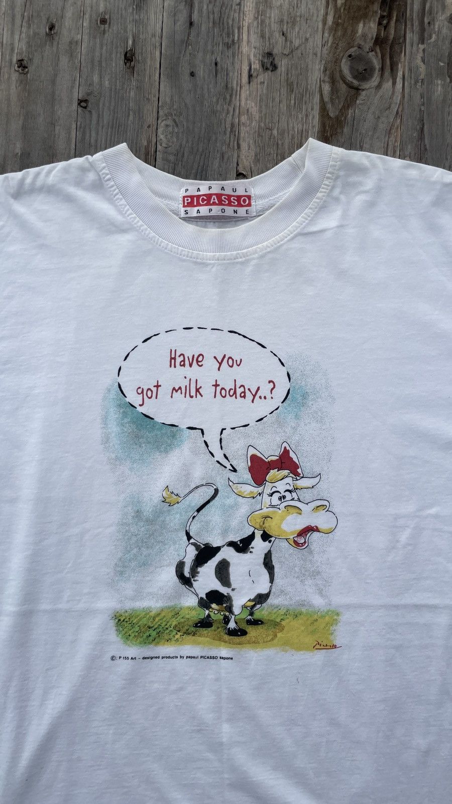 Paloma Picasso Vintage Picasso Art Tee Have You Got Milk Today Size US L / EU 52-54 / 3 - 3 Thumbnail