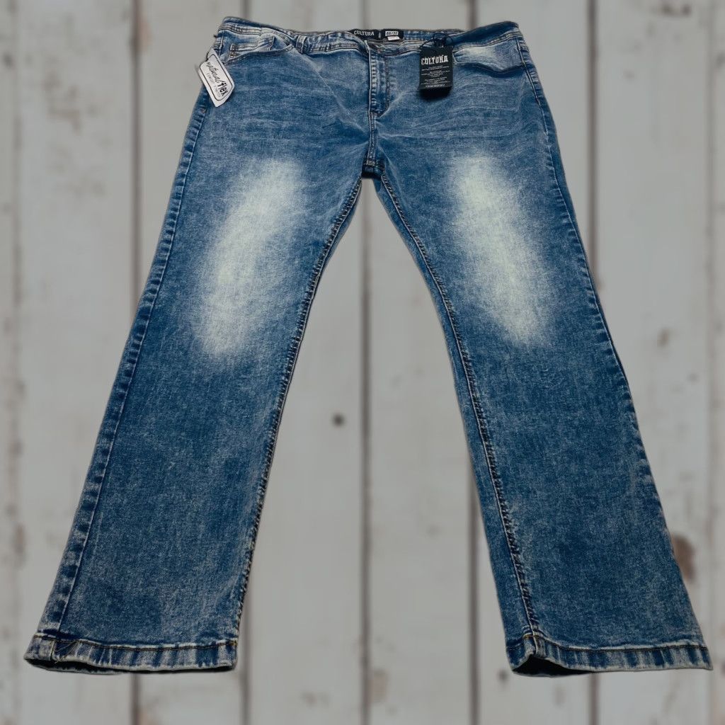 Vintage Cultura Jeans Men's 48x32 Blue Light Wash Straight Whiskers Stretch NWT 7775 Size US 32 / EU 48 - 1 Thumbnail