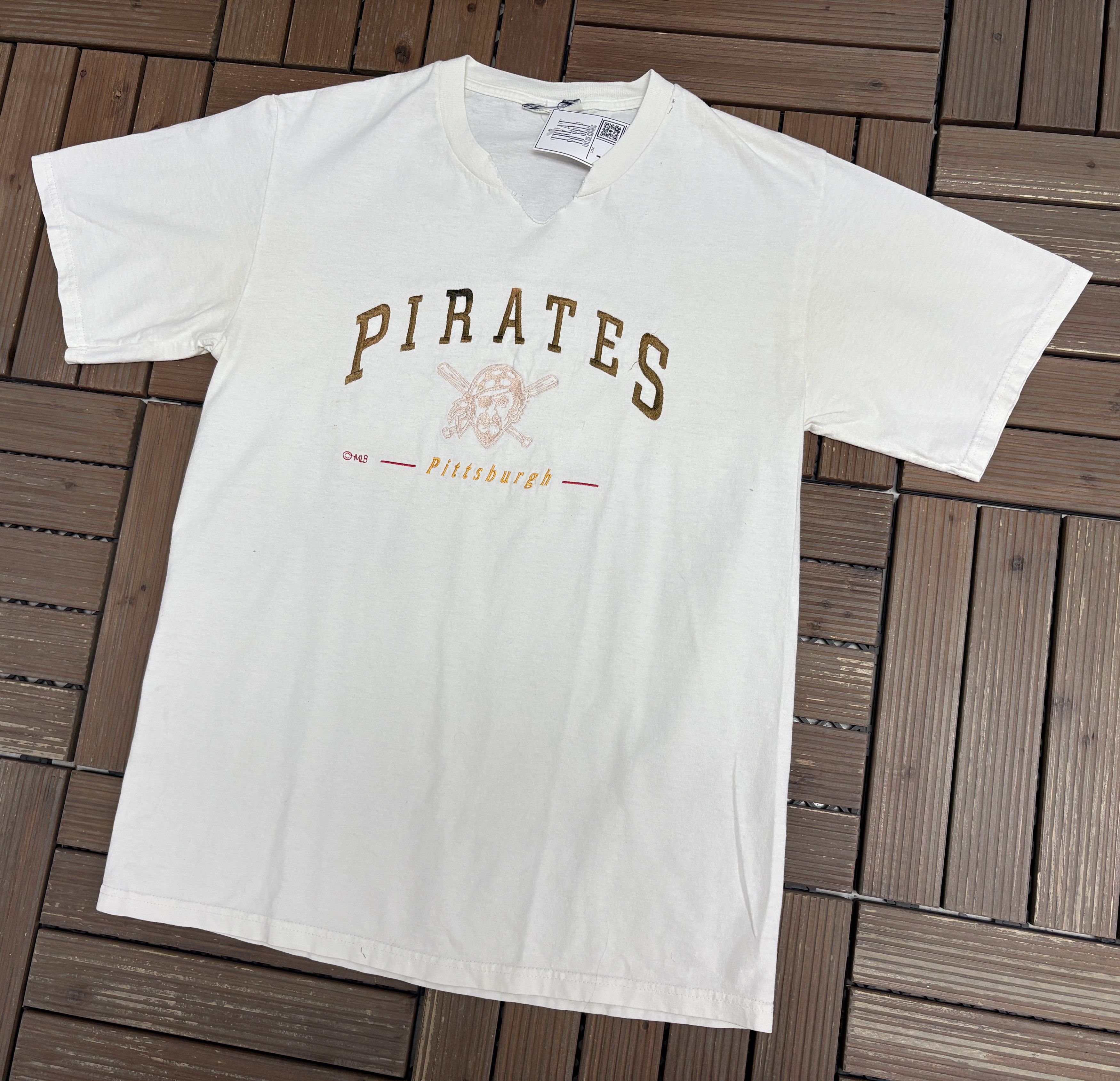 Vintage Pittsburgh Pirates Embroidered Vintage White T-Shirt Tee Size US L / EU 52-54 / 3 - 3 Thumbnail