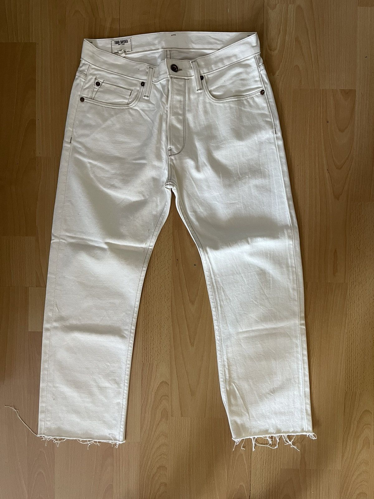 image of Todd Snyder Frayed White Jeans, Men's (Size 30)