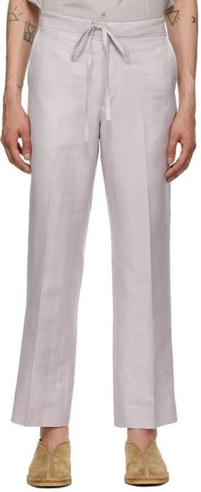 Silk linen dobby lavender trousers