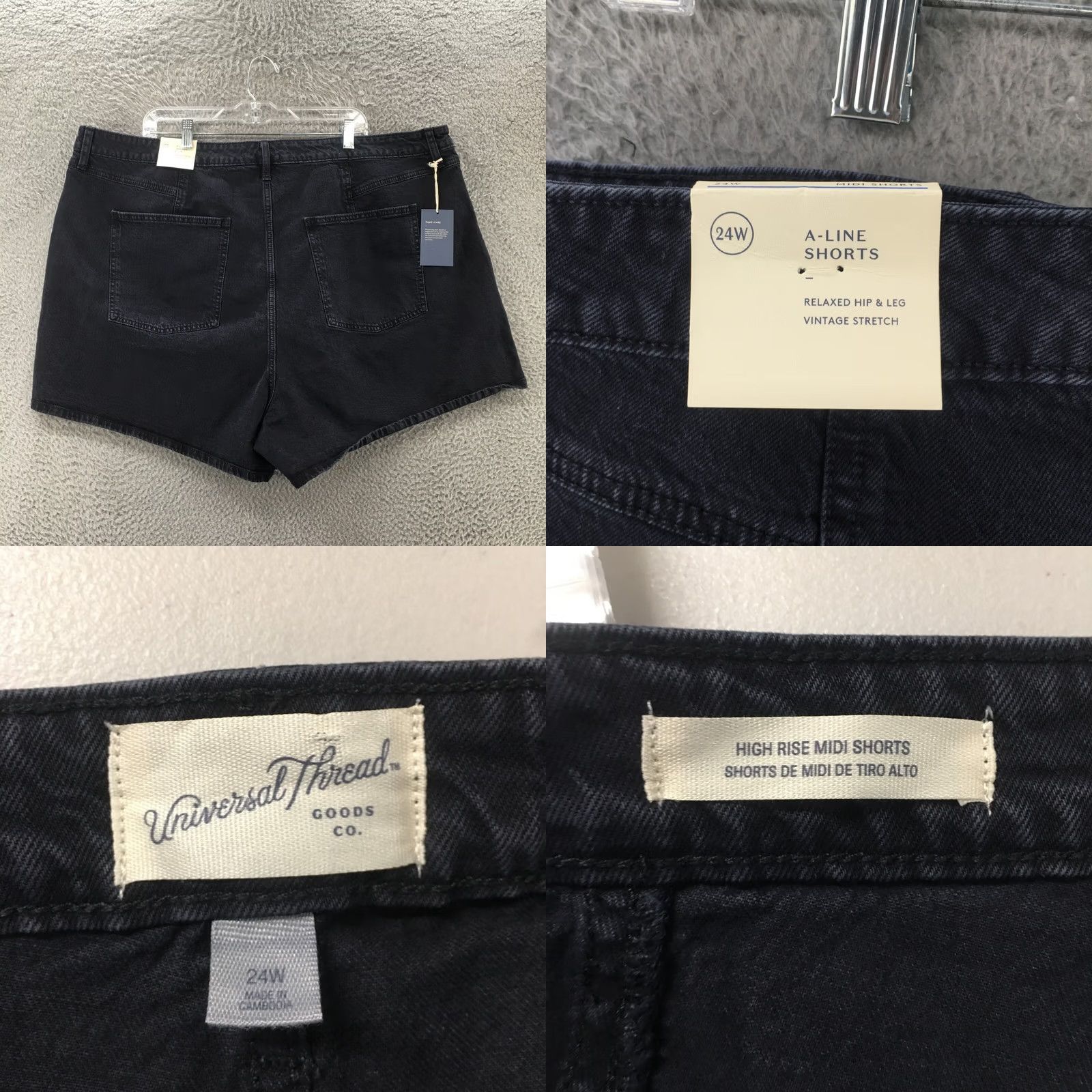 Vintage Universal Thread A Line Shorts Womens 24W Black Zip Fly NEW Size 42" / US 20 - 8 Thumbnail