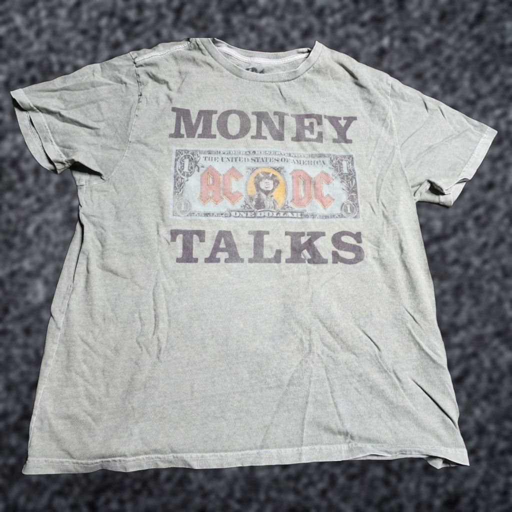 Lucky Brand Lucky Brand AC/DC Money Talks Graphic Print T-Shirt Women’s Large Green Casual Tee Size L / US 10 / IT 46 - 1 Thumbnail