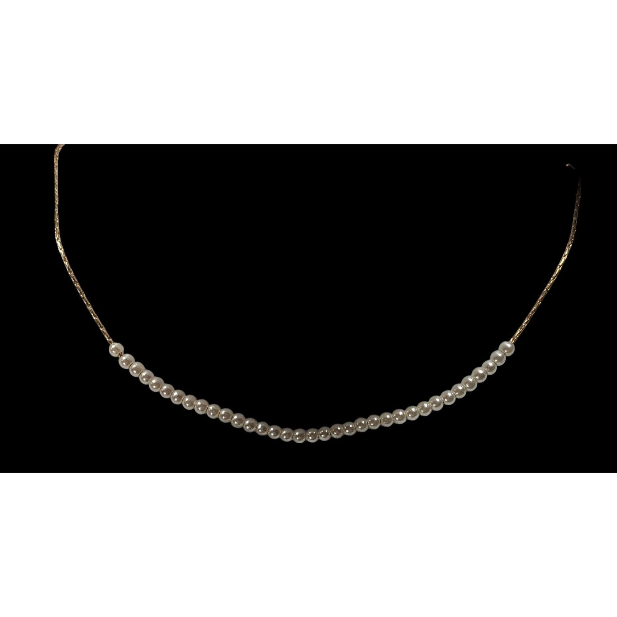 Other Minimalist Faux Pearl Beaded Gold Tone Chain Necklace Size ONE SIZE - 4 Thumbnail