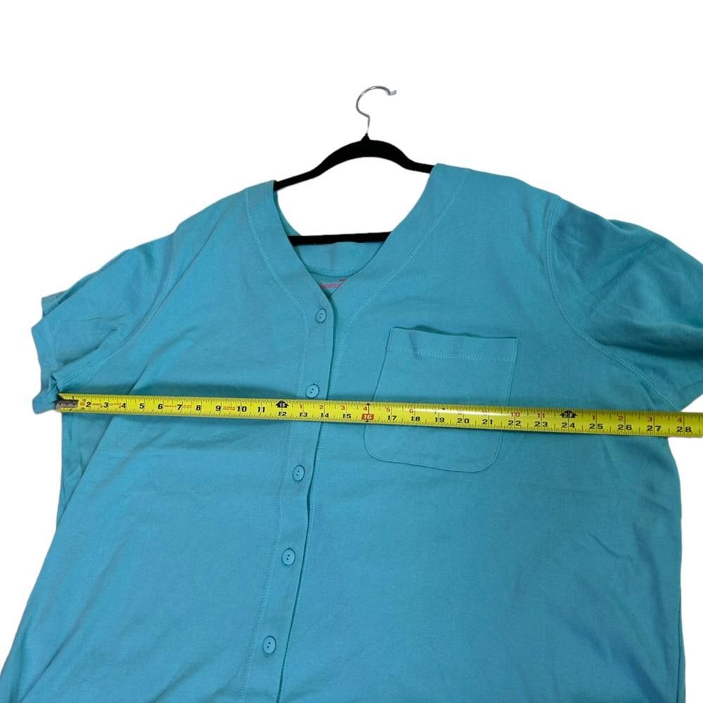 Designer Woman Within l Aqua Blue Button Down Top 2X Size XXL / US 16-18 / IT 52-54 - 4 Thumbnail