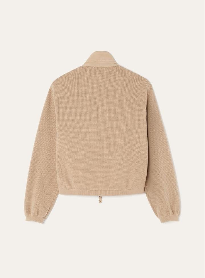 Loro Piana o1srvl11e0526 FAP2420 Sweater Bomber Jacket in Beige Size S / US 4 / IT 40 - 2 Thumbnail