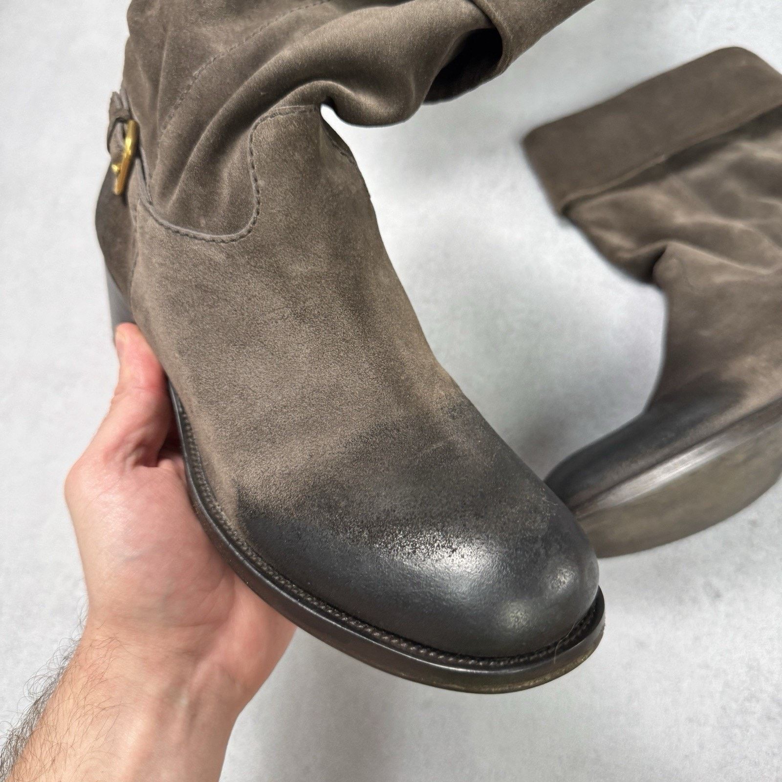 Prada Prada Women Suede High Boot Size EU 40 Us 10 Grey Size US 10 / IT 40 - 5 Thumbnail