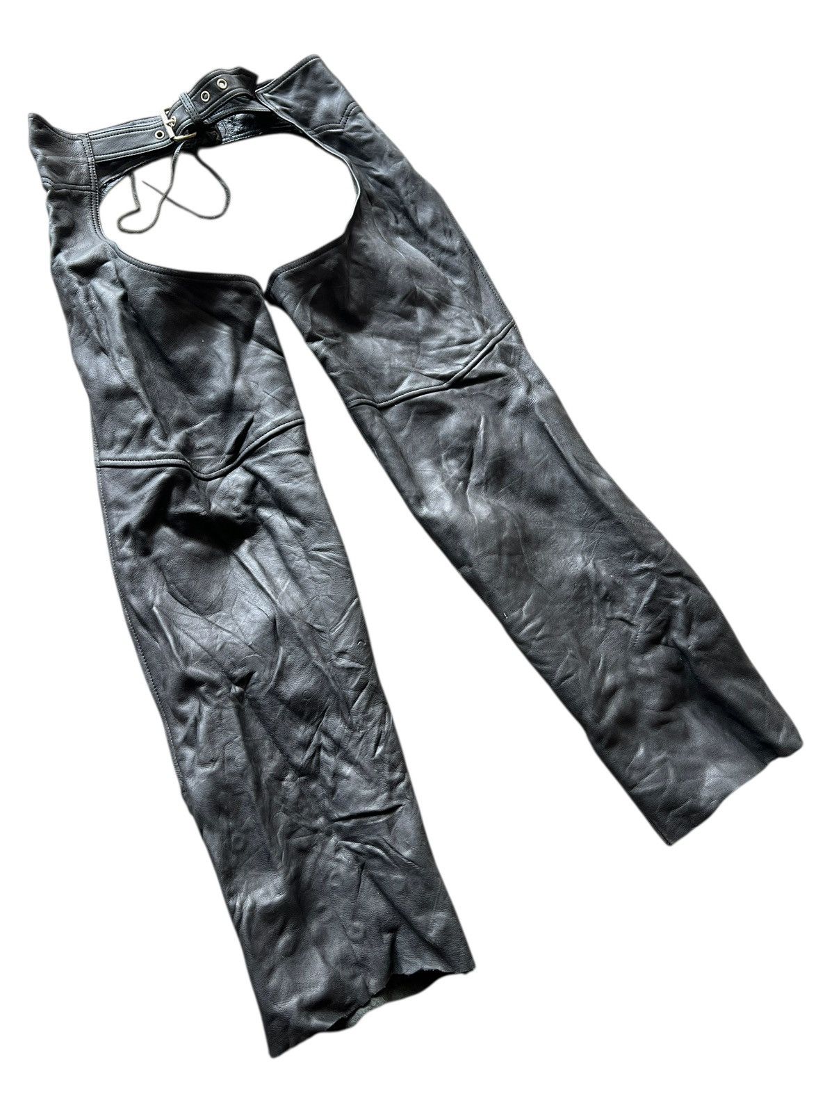 ICON Motorsports black genuine leather motorcycle chaps (Size 32-36) Size US 34 / EU 50 - 5 Thumbnail