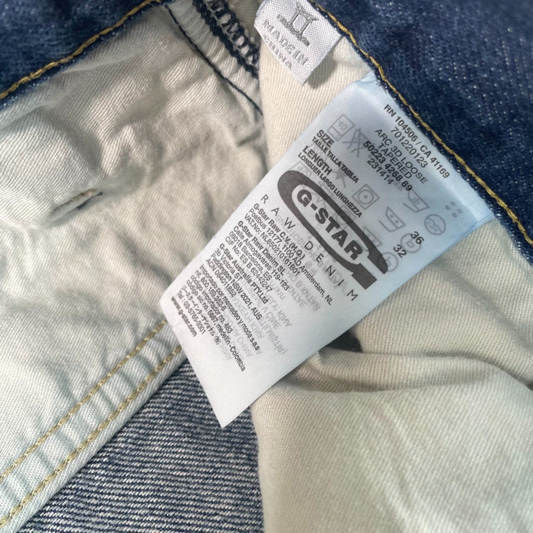 G-Star G STAR RAW DENIM ARC 3D Loose Tapered Jeans Men 36x32 Blue Wash Zip Pocket Size US 36 / EU 52 - 3 Thumbnail