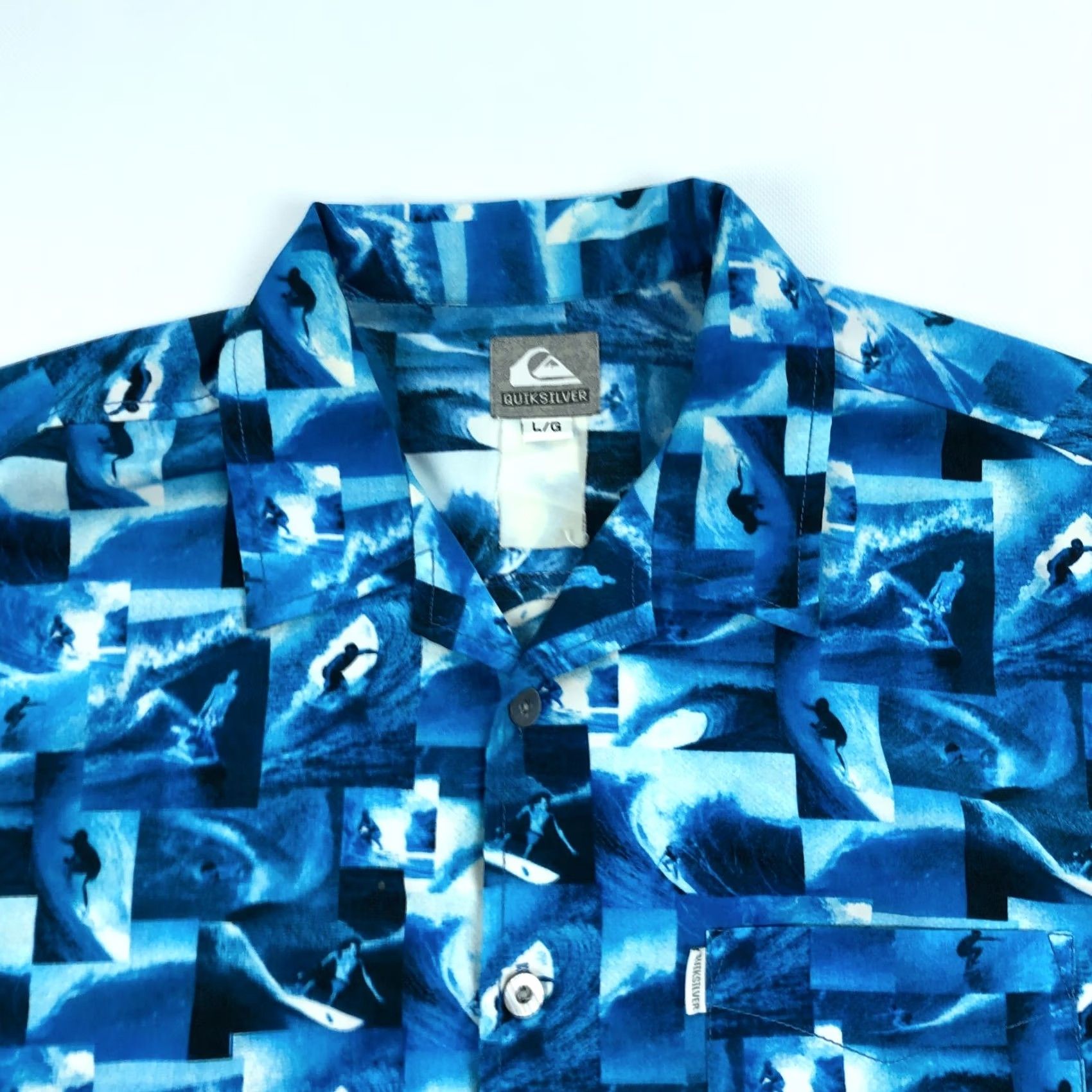 Quiksilver VINTAGE Quiksilver Shirt Mens L Aloha Eddie Aikau Kelly Slater Surf Y2K Beach Graphic Print Button-Up Collared Short Sleeve Cotton Blue Casual Size US L / EU 52-54 / 3 - 2 Thumbnail