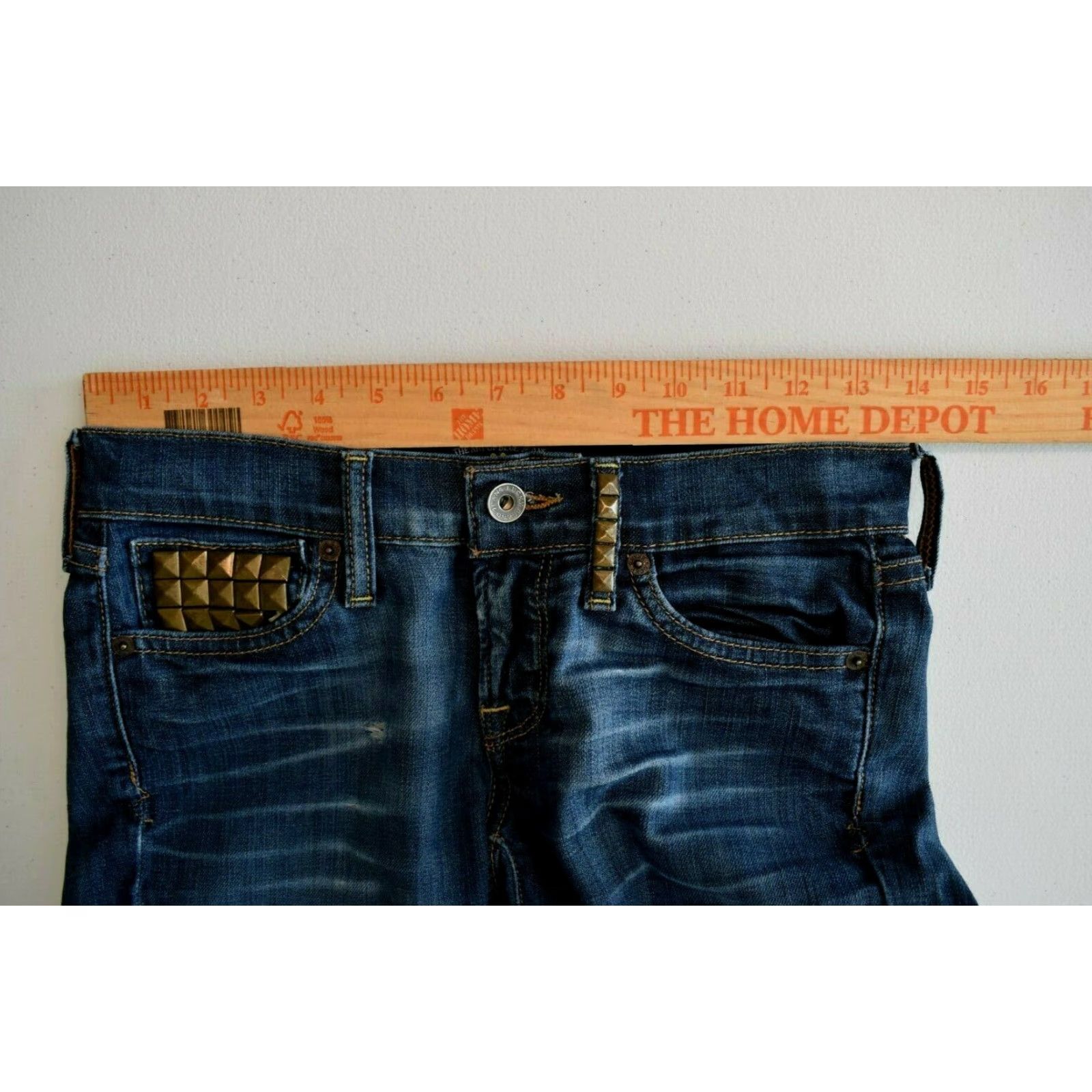 Lucky Brand Lucky Brand Charlie Skinny Jeans Womens 28x33 Slim Denim Blue Studded Distressed 00/24 Size 28" / US 6 / IT 42 - 4 Thumbnail