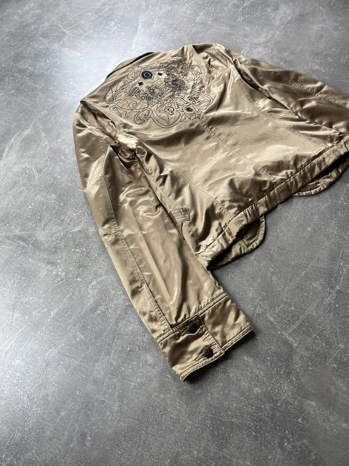Diesel × Vintage Diesel Embroidered Satin Blazer Jacket “PAIR” Gold Size L / US 10 / IT 46 - 3 Thumbnail