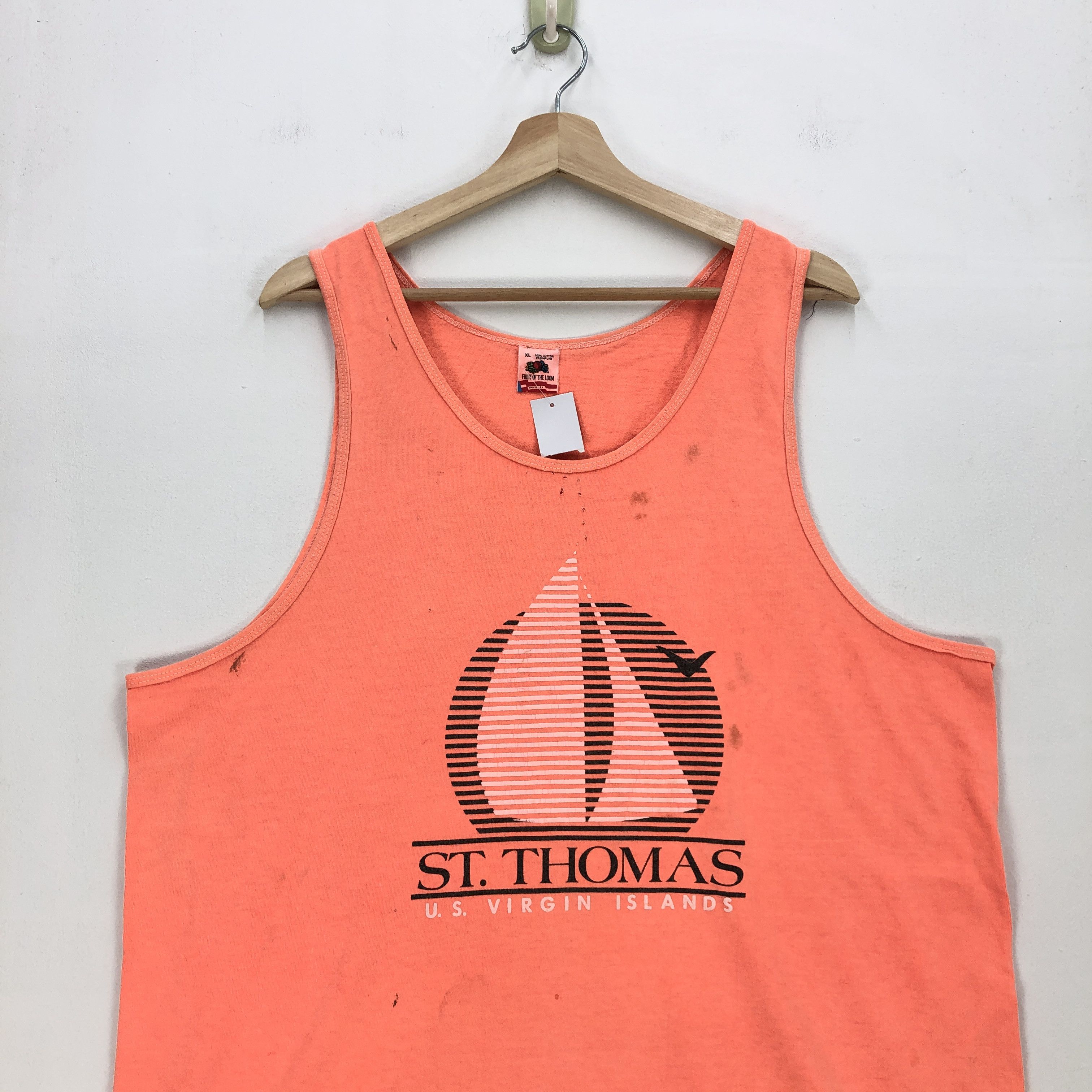 Vintage Vintage 90s St Thomas Tops Hawaiian Sleeve Less Tees Size US XL / EU 56 / 4 - 2 Thumbnail