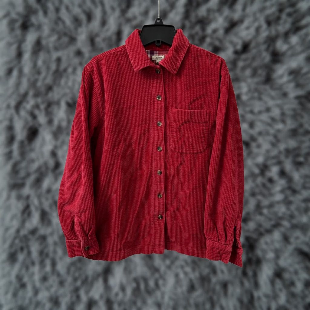 Vintage L.L. Bean Corduroy Shirt Womens XS Red Plaid Lined Button Down L/S Basic Casual Workwear Shirt Mens Girls Size XS / US 0-2 / IT 36-38 - 1 Thumbnail