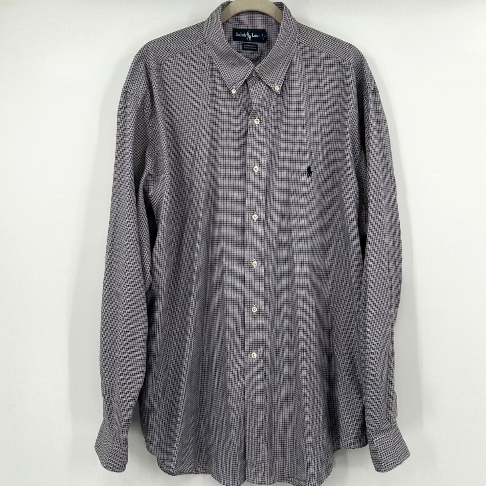 Ralph Lauren Ralph Lauren Yarmouth Button-Down Shirt Purple Micro Check 100% Cotton Long Sleeve Men's Classic Fit Size US XXL / EU 58 / 5 - 3 Thumbnail