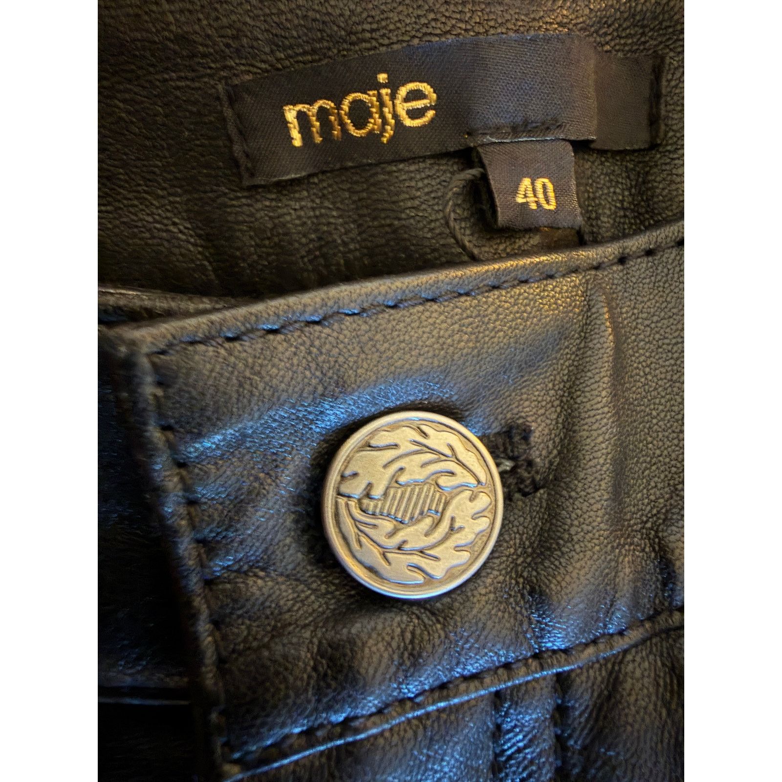 Maje Maje NWT Black Sheepskin Leather trousers Size 31" - 3 Thumbnail