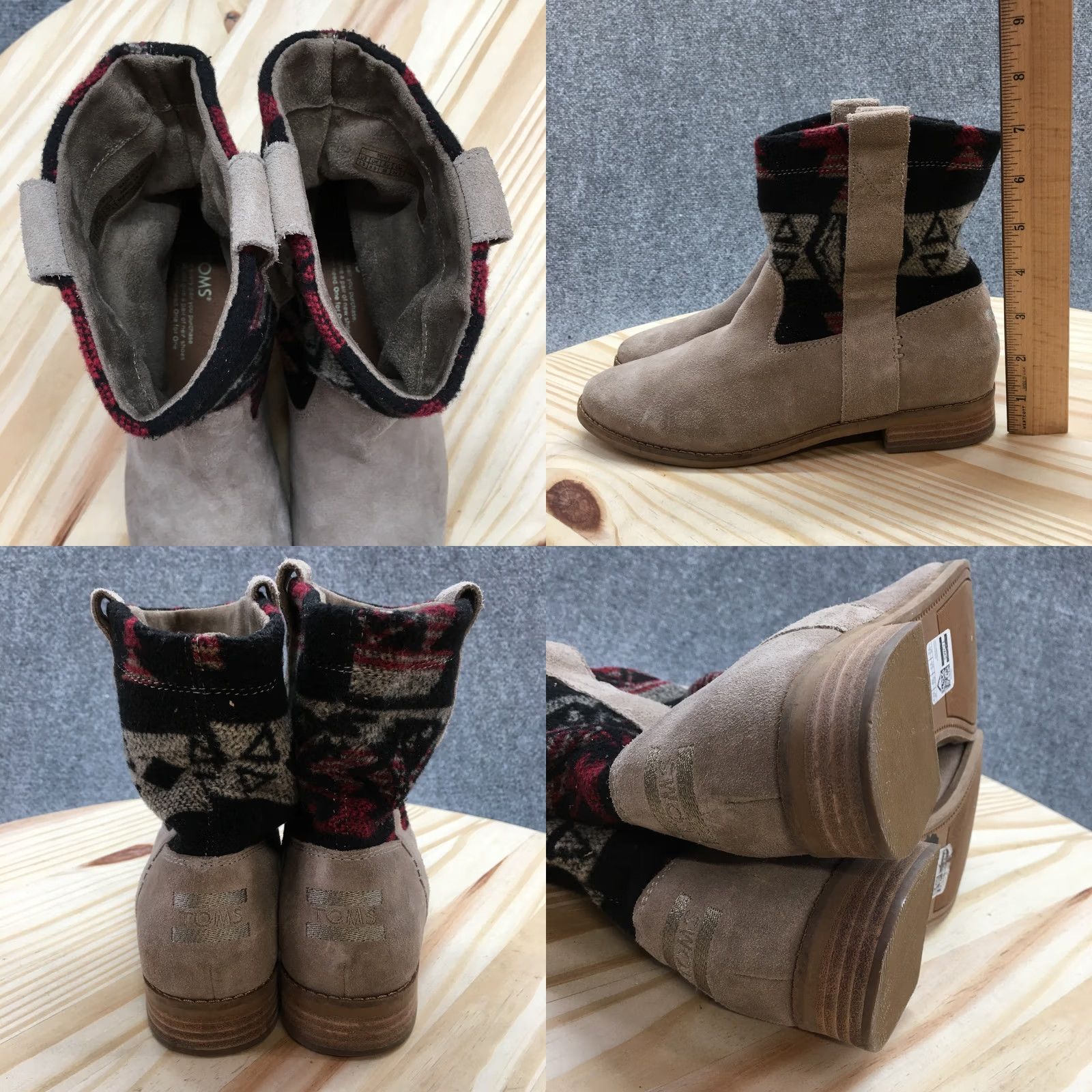Toms TOMS Boots Womens 7.5 Laurel Desert Ankle Bootie Multicolor Pull On Block 740616 Size US 8 / IT 38 - 9 Thumbnail