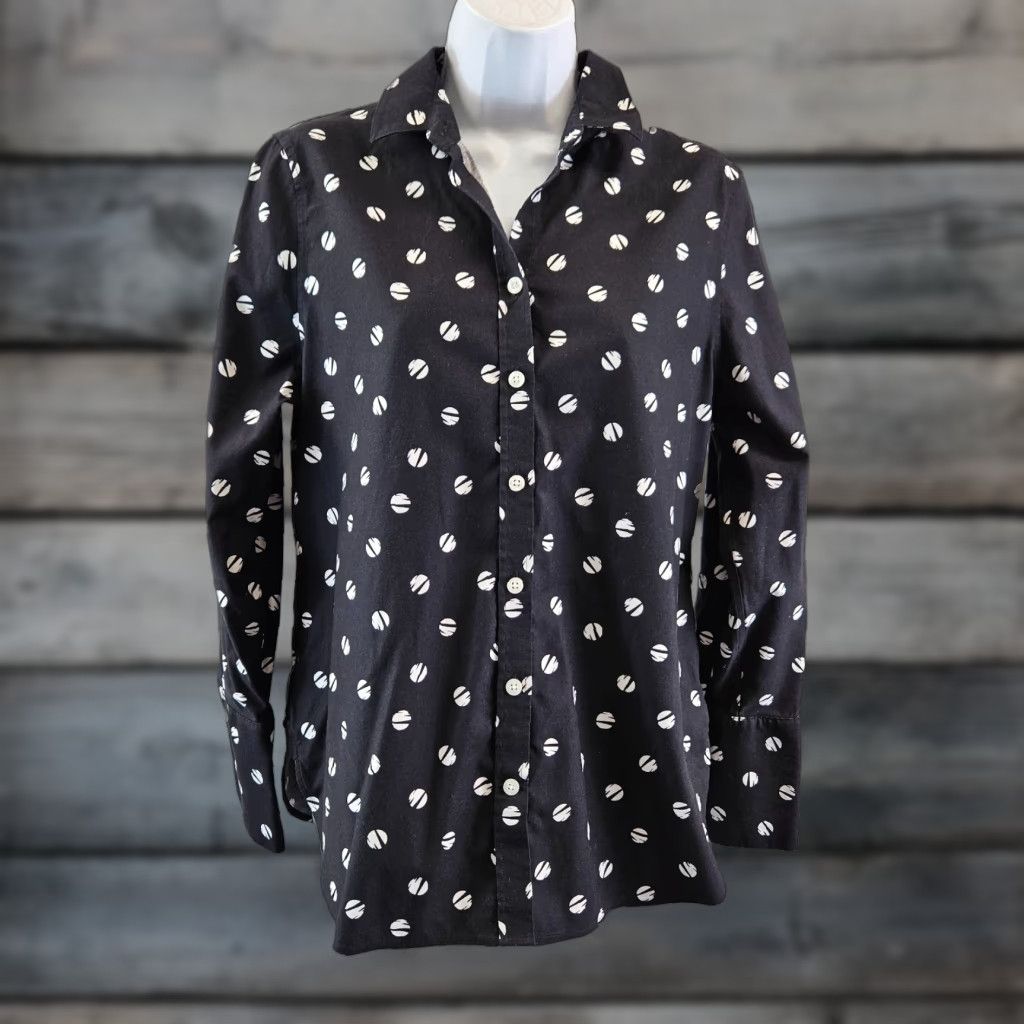 Vintage Chico's Womens Button Front Shirt Sz S Black White Polka Dot Cotton Blend Shirt Womens Size S / US 4 / IT 40 - 1 Thumbnail