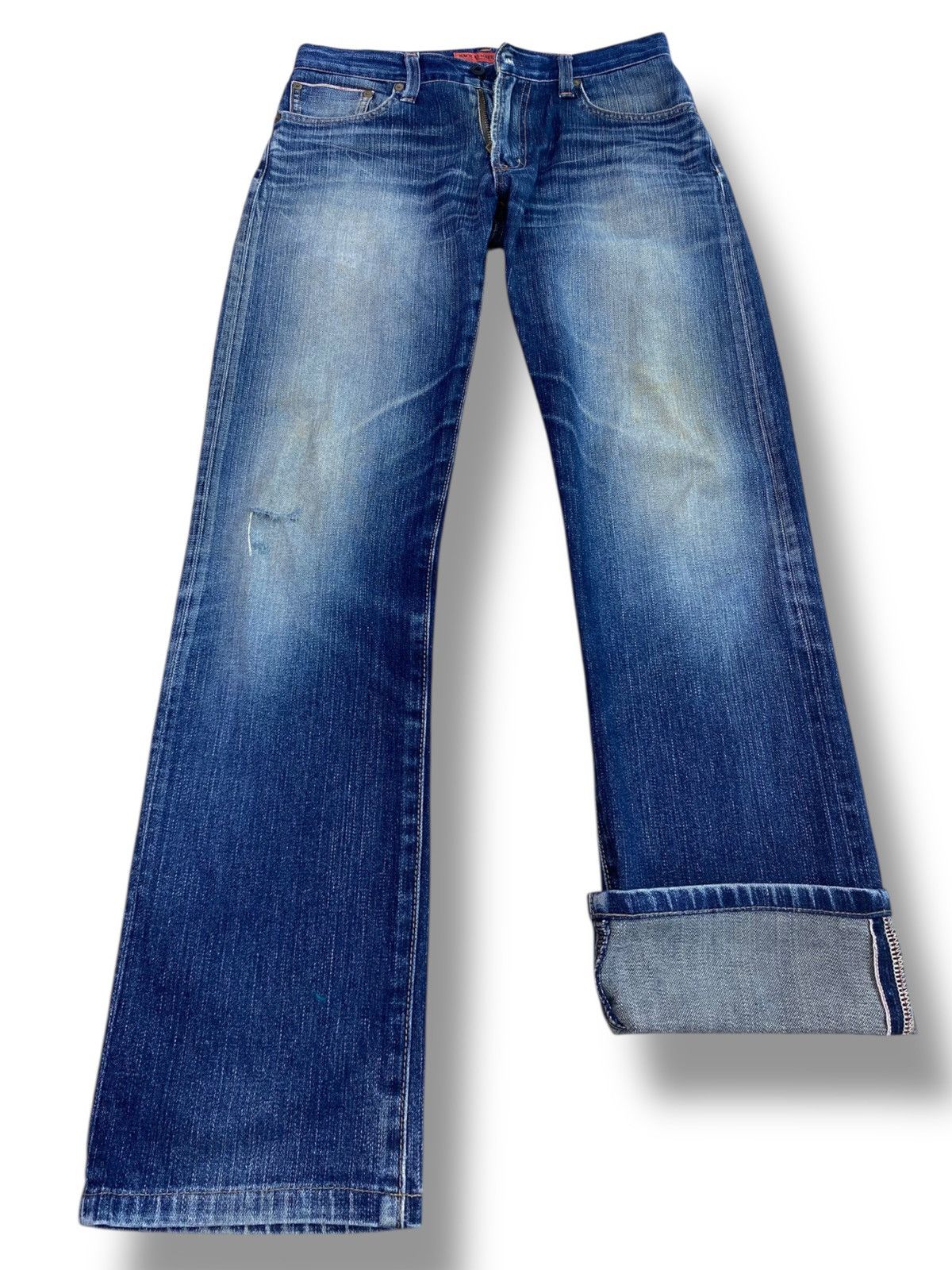 Japanese Brand Back Number Brand X Selvedge Faded Wash Style Loose Jeans Size US 30 / EU 46 - 1 Thumbnail