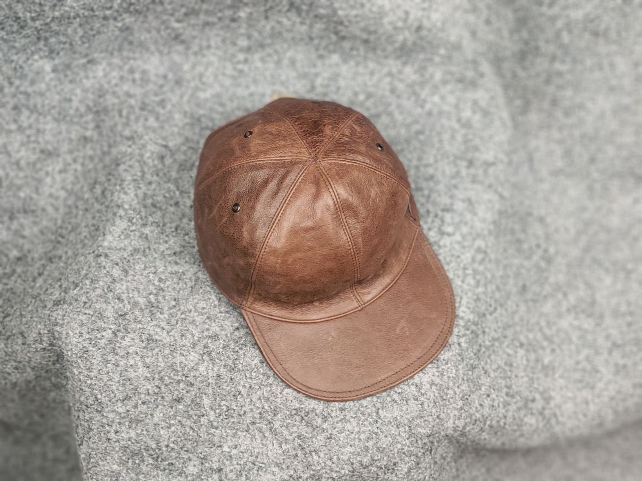 Vintage Vintage Brown Genuine Leather Baseball hat Design cap Unisex Size ONE SIZE - 2 Thumbnail
