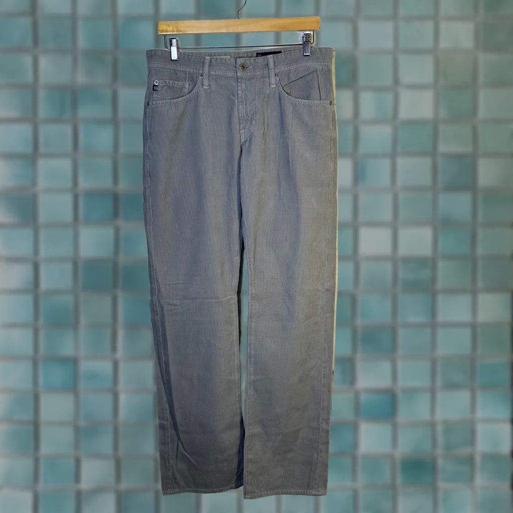 Vintage AG Adriano Goldschmied Mens Grey Corduroy Straight Leg Pants 32 Size US 32 / EU 48 - 1 Thumbnail