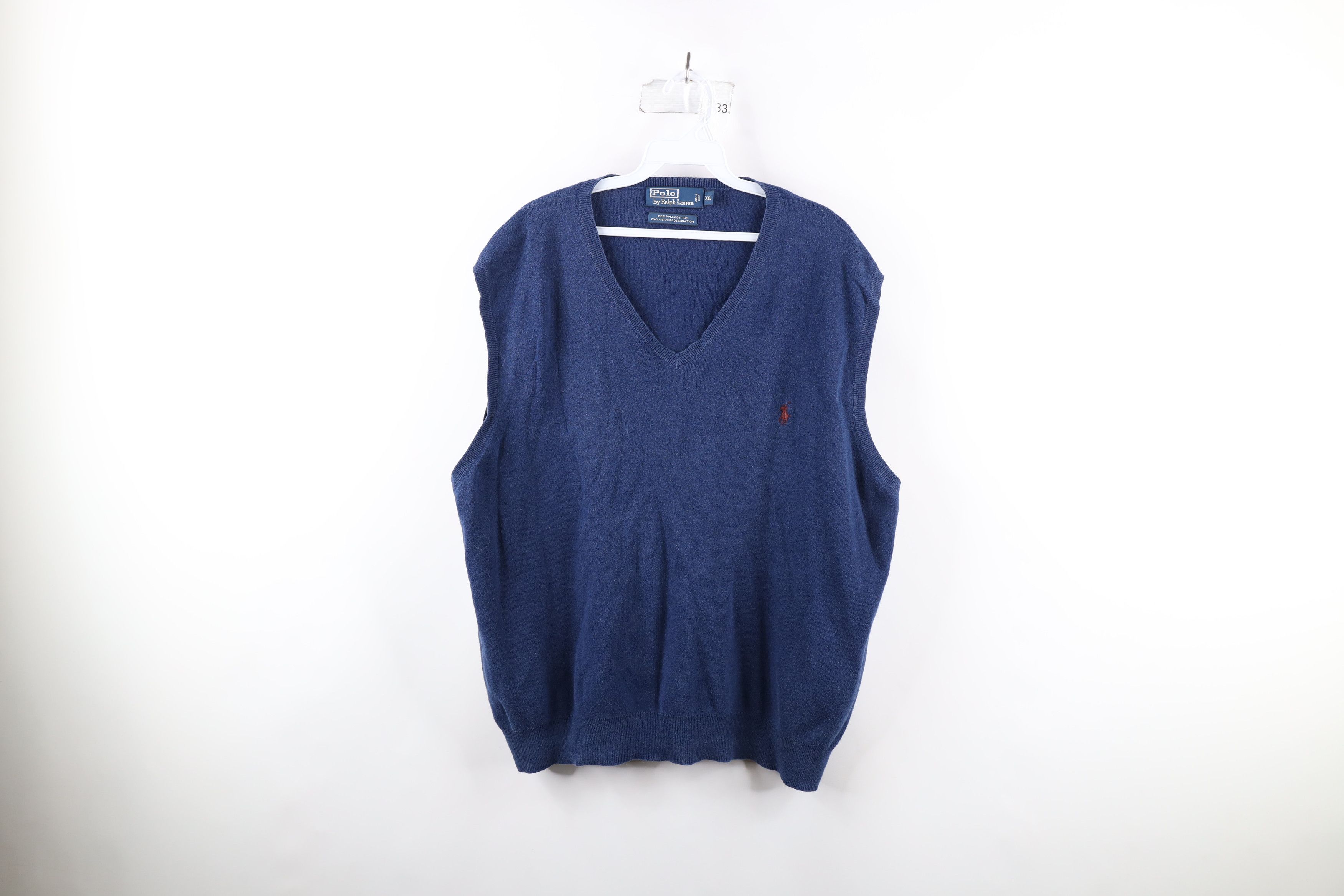 Ralph Lauren Vintage 90s Ralph Lauren Pima Cotton Knit Sweater Vest Blue Size US XXL / EU 58 / 5 - 1 Thumbnail