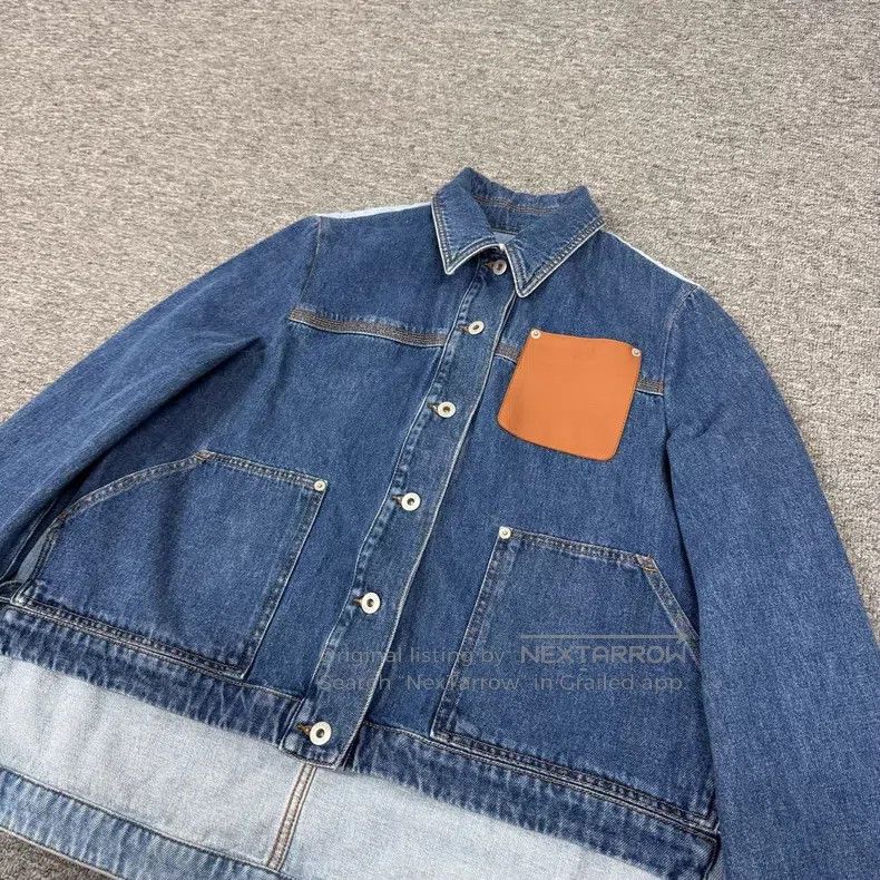 Loewe Loewe Logo Embossed Patchwork Denim Jacket with Front and Size XXS / US 00 / IT 34 - 4 Thumbnail