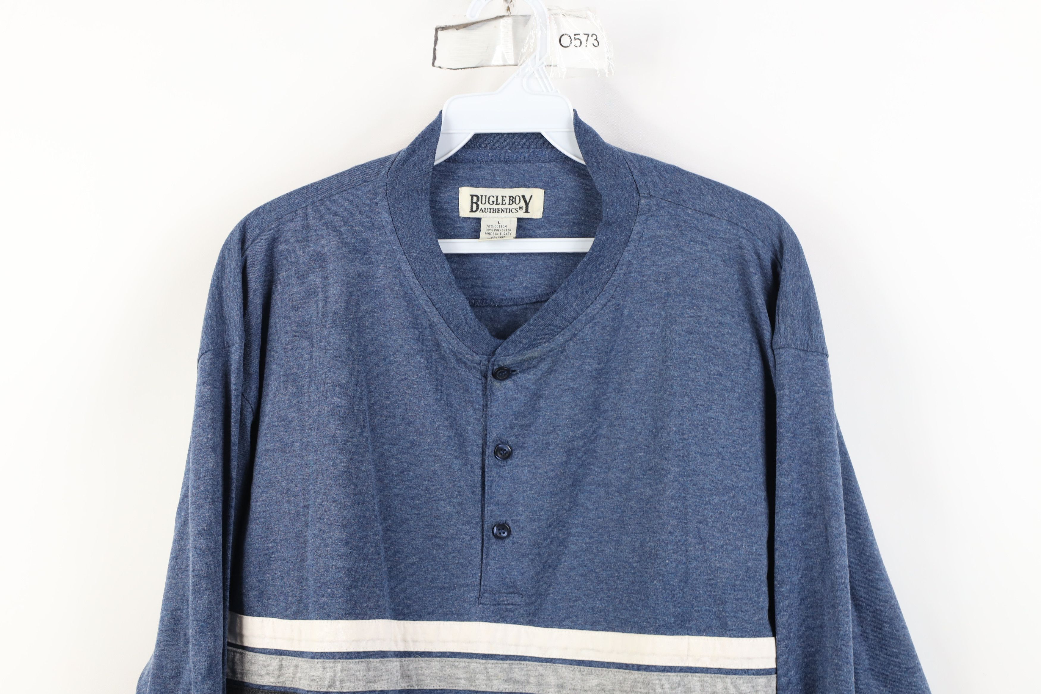 Vintage Vintage 90s Streetwear Block Long Sleeve Henley T-Shirt Size US L / EU 52-54 / 3 - 2 Thumbnail